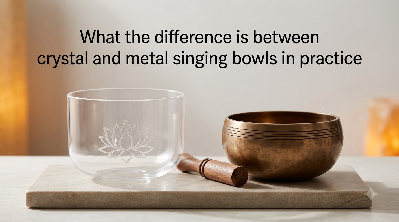 What the difference is between crystal and metal singing bowls in practice
