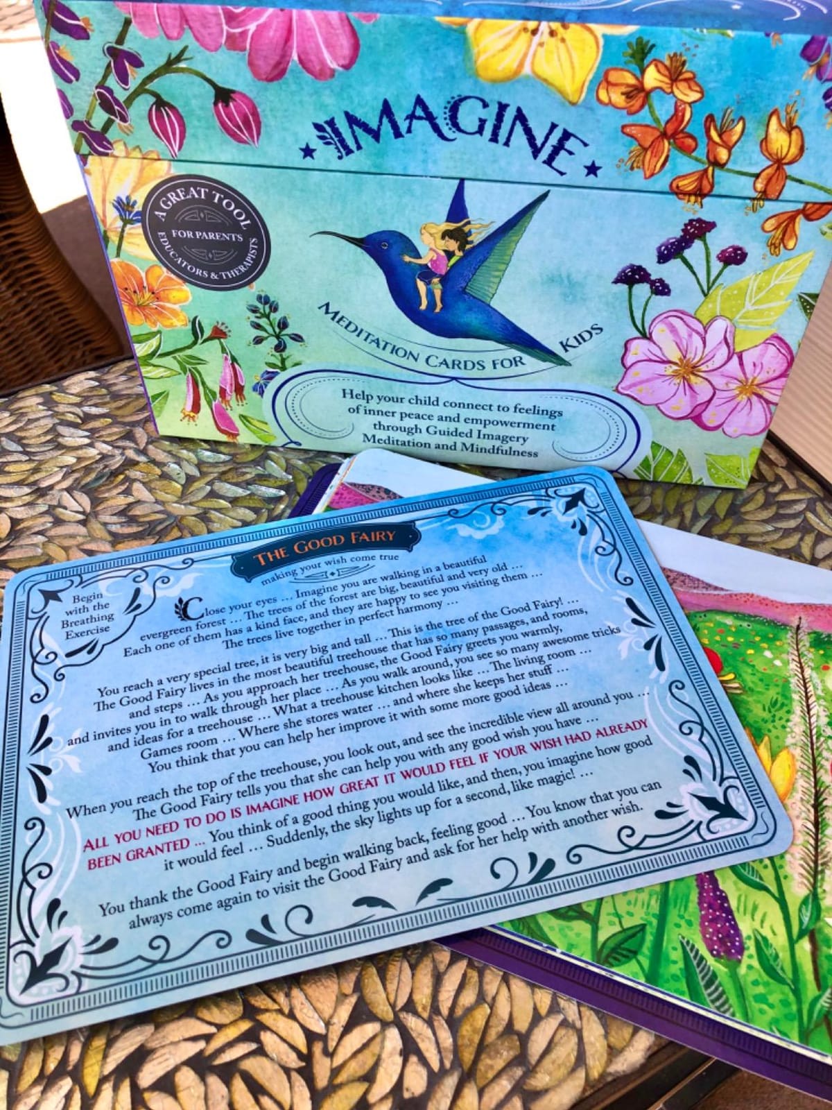 Imagine Meditation Kit for Kids - Award-Winning Mindfulness kit of XL Cards with Calming Guided Meditations for Empowerment, Focus and Relaxation. Great for Parents, Teachers and Therapists. customer photo 1