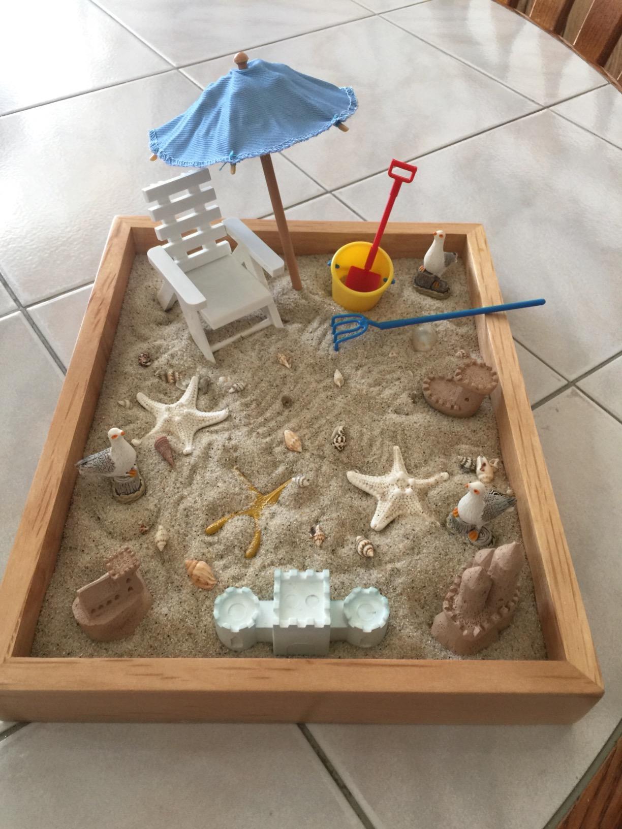 Executive Sandbox - Beach Themed Zen Garden - Desktop Stress Relieving Office Decor - Includes 8