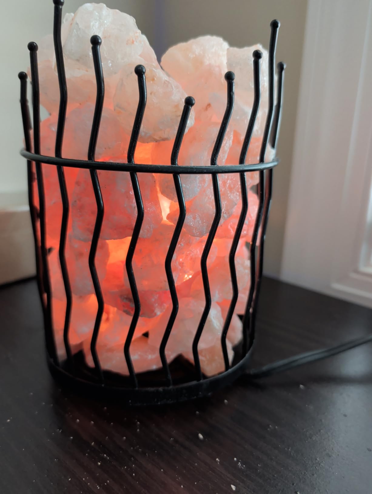Natural Himalayan Salt , Tall Round Metal Basket lamp with Dimmer Switch | 8-10 lbs customer photo 1