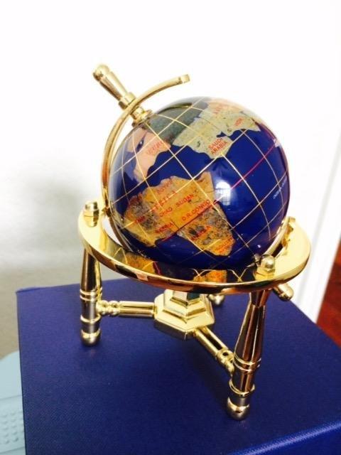 Unique Art 6-Inch by Blue Lapis Ocean Mini Table Top Gemstone World Globe with Gold Tripod customer photo 1