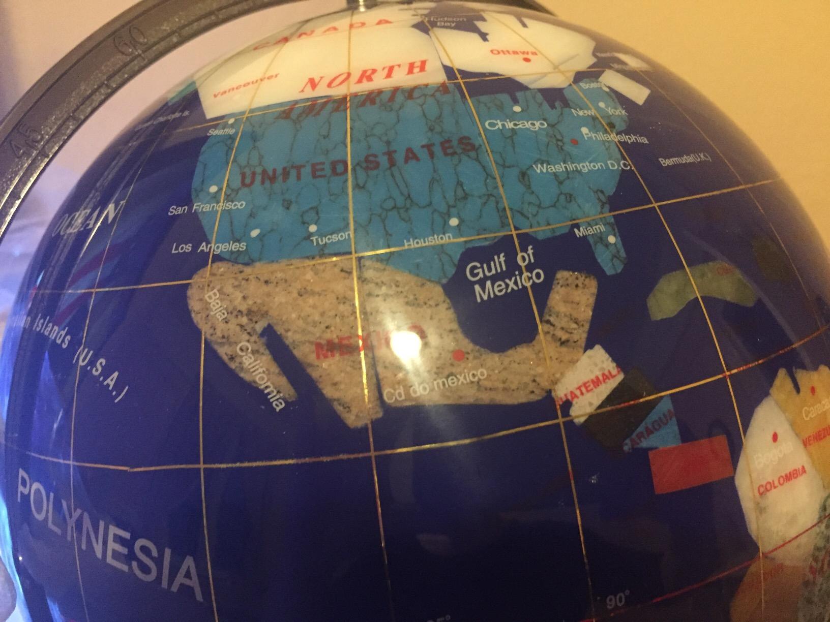 Unique Art 13-Inch Tall Table Top Blue Lapis Ocean Gemstone World Globe with Silver Tripod Stand customer photo 1