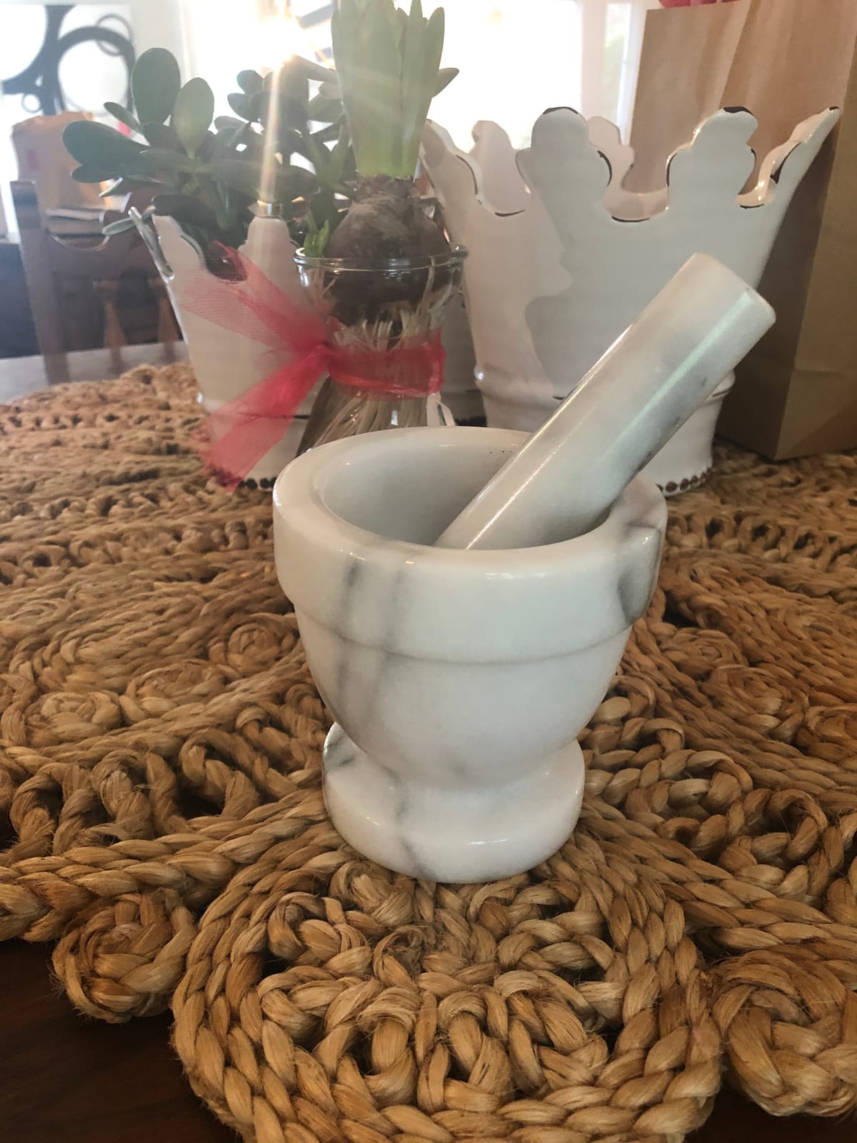 HIC Kitchen Mortar and Pestle Set, Solid Carrara Marble, 3.8-Inch, Spice Herb Grinder, Pill Crusher, Nut Butter Maker customer photo 2