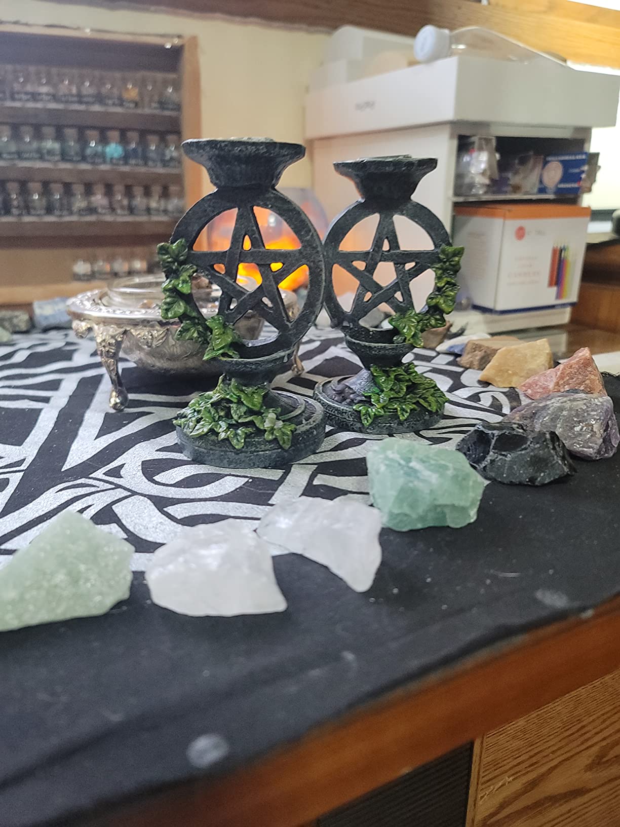 Nemesis Now Gothic Witchcraft Ivy Pentagram Candlesticks Set of 2 | Hand-Painted Resin Occult Candle Holders customer photo 2