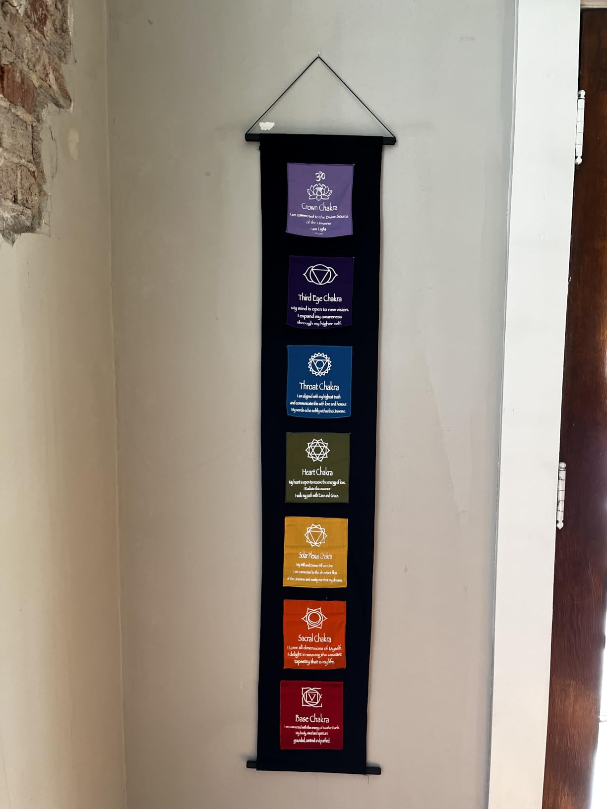OMA 7 Chakra Meditation Wall Hanging Banner Prayer Flag Tibetan Buddhist Healing Balance Hanging - Large, 60