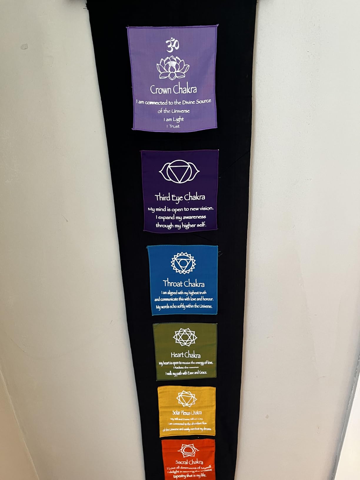 OMA 7 Chakra Meditation Wall Hanging Banner Prayer Flag Tibetan Buddhist Healing Balance Hanging - Large, 60