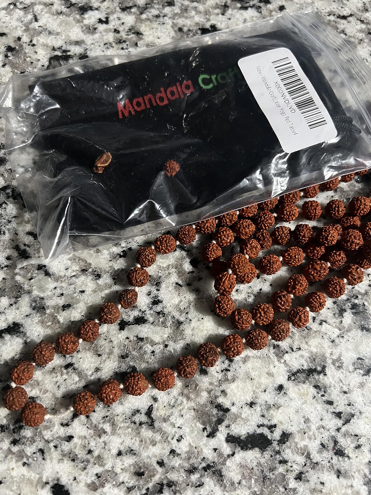 Mandala Crafts Rudraksha Mala 108 Beads - Rudraksha Beads - Nepal Knotted Rudraksha Seed Japa Mala Tibetan Prayer Beads for Rudraksha Necklace Men Women Meditation Yoga Red Tassel customer photo 1