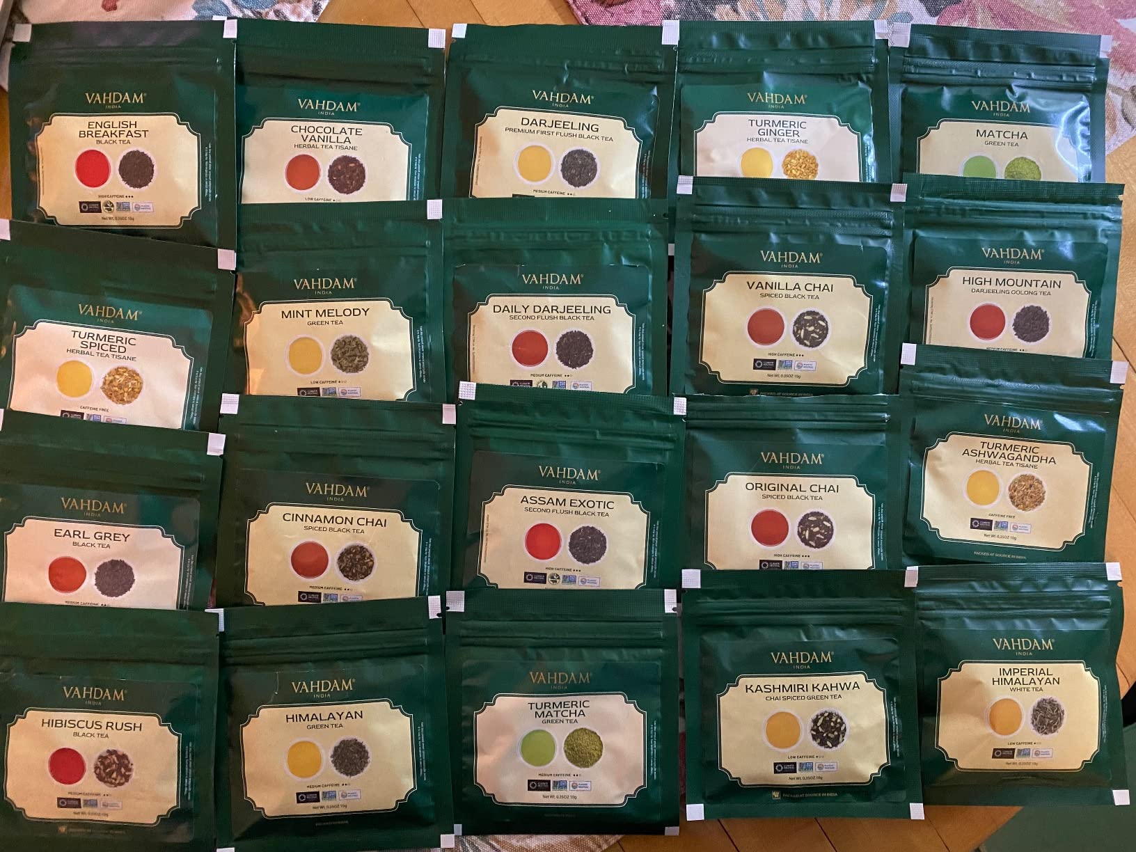 VAHDAM World Top 20 Favourites Tea Sampler Set | Loose Leaf Tea (100+ Cups) | Tea Variety Pack with Green, Herbal, Black & Chai Brew | Vacuum Sealed For Freshness | Brew Hot & Cold customer photo 1