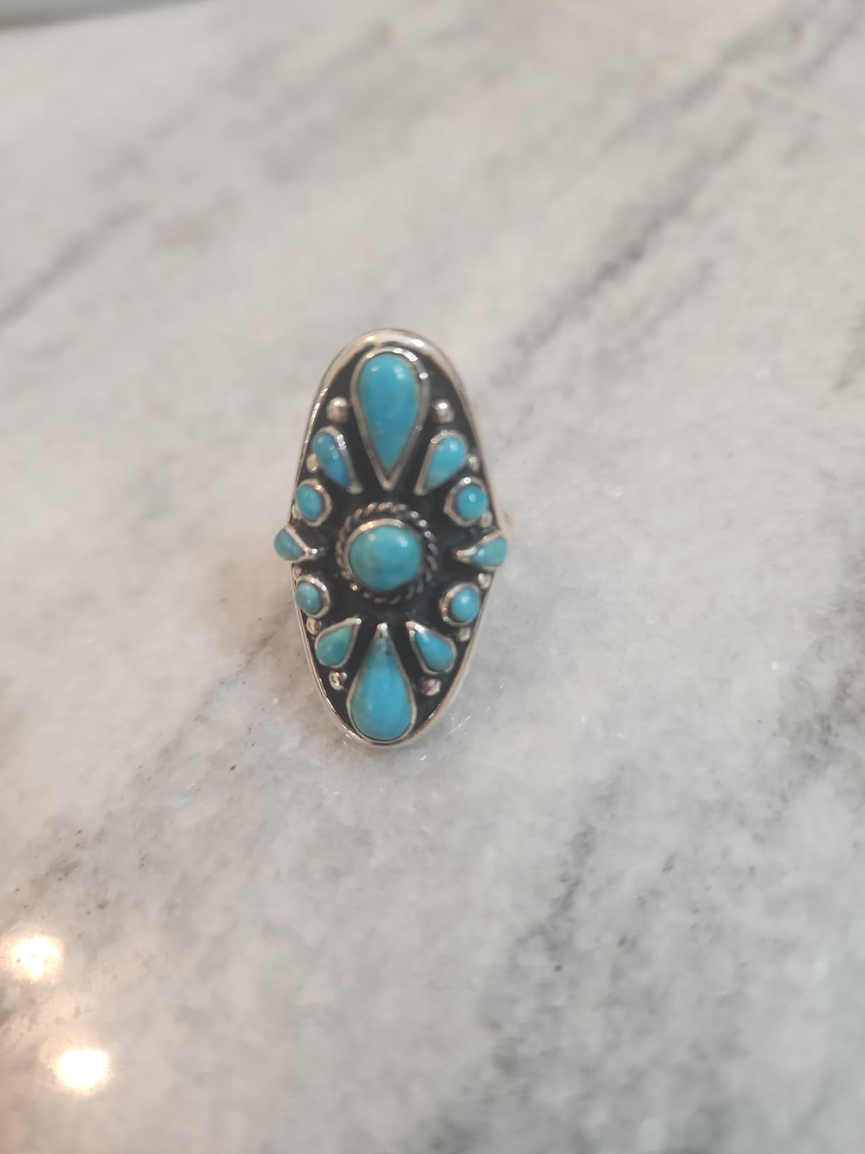 Turquoise Ring Sterling Silver 925 Genuine Gemstones Size 6 to 11 customer photo 2