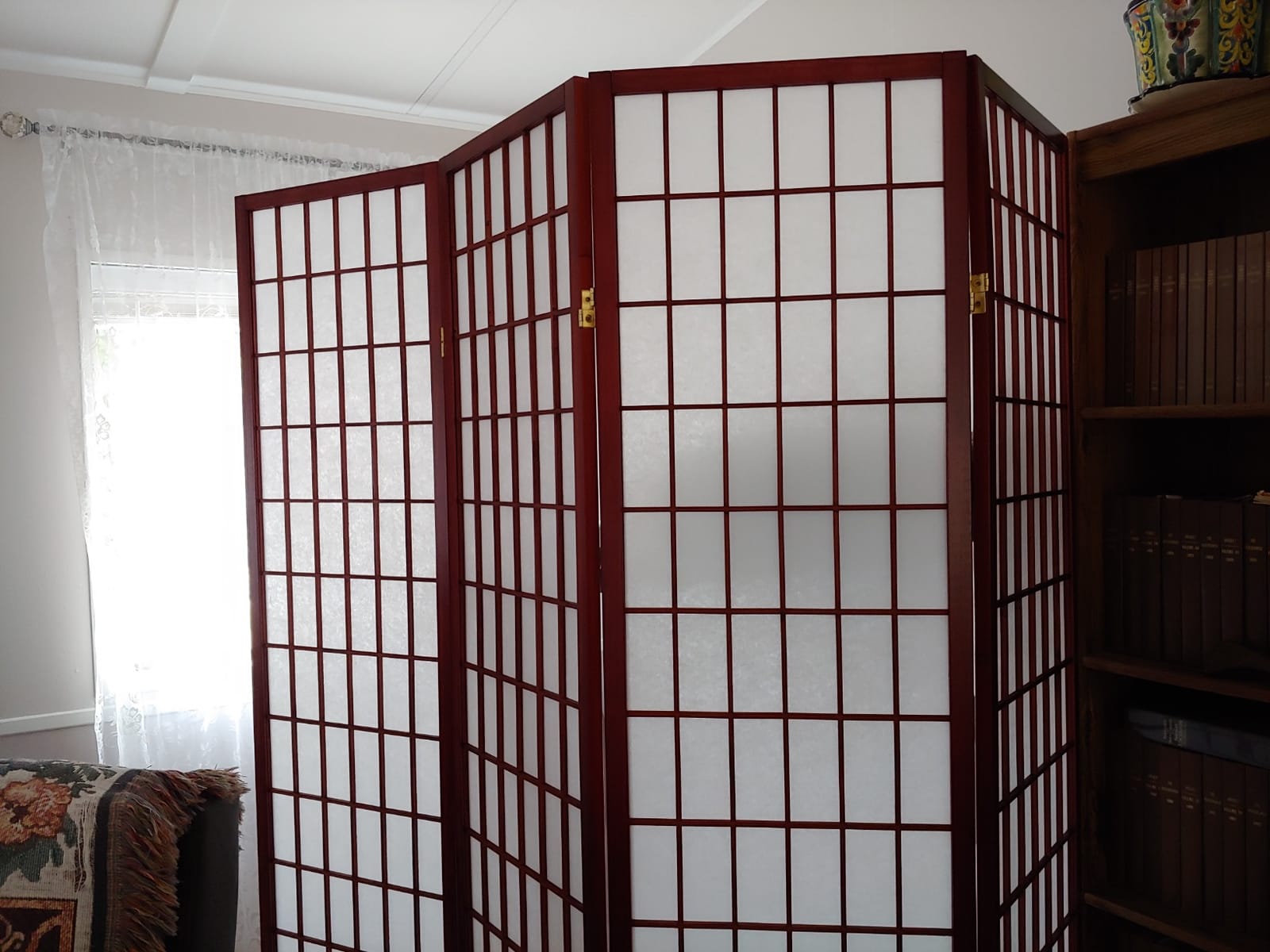 Legacy Decor 6-Panel Shoji Room Divider, Cherry, 105 in W x 71 in H customer photo 2