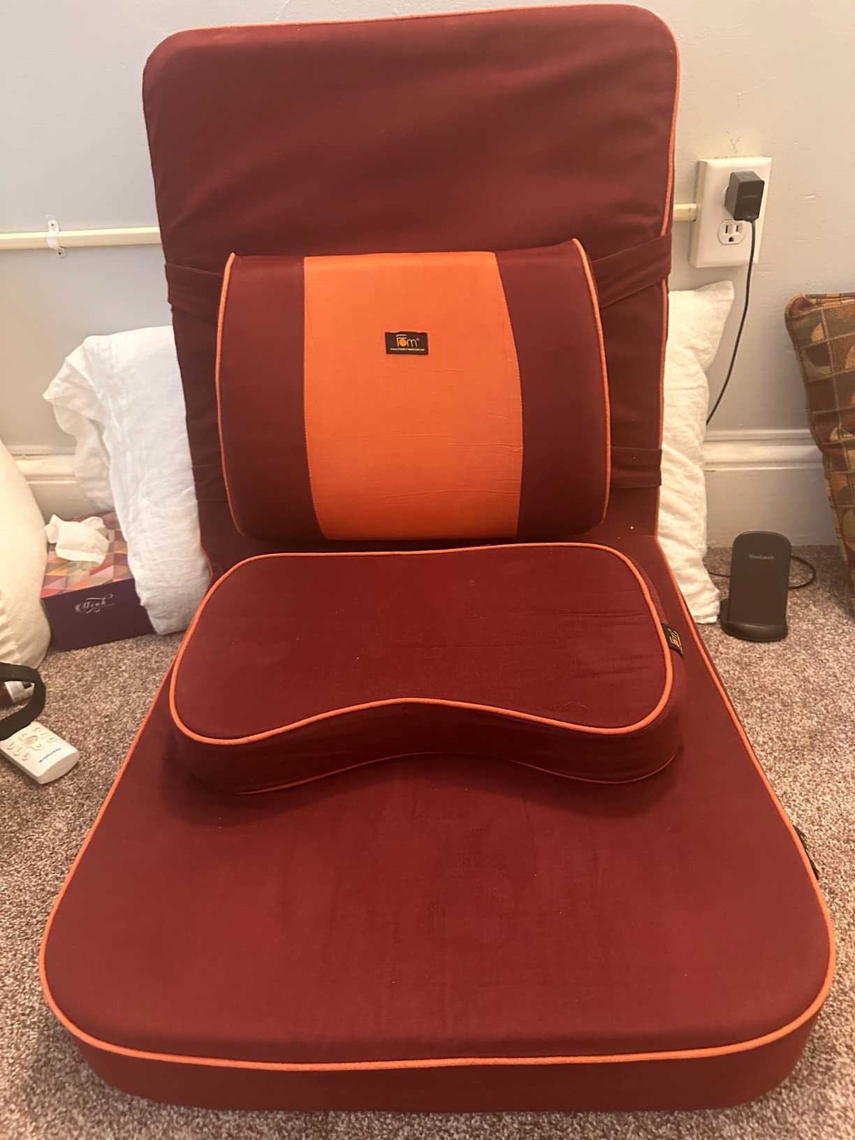 Friends Of Meditation Extra Large Meditation Chair | Floor Chair with Back Support | Yoga Chairs for Adults | Portable Folding Chair | Yoga Chair with Cushion & Meditation Block | Maroon | 24x22 in customer photo 1