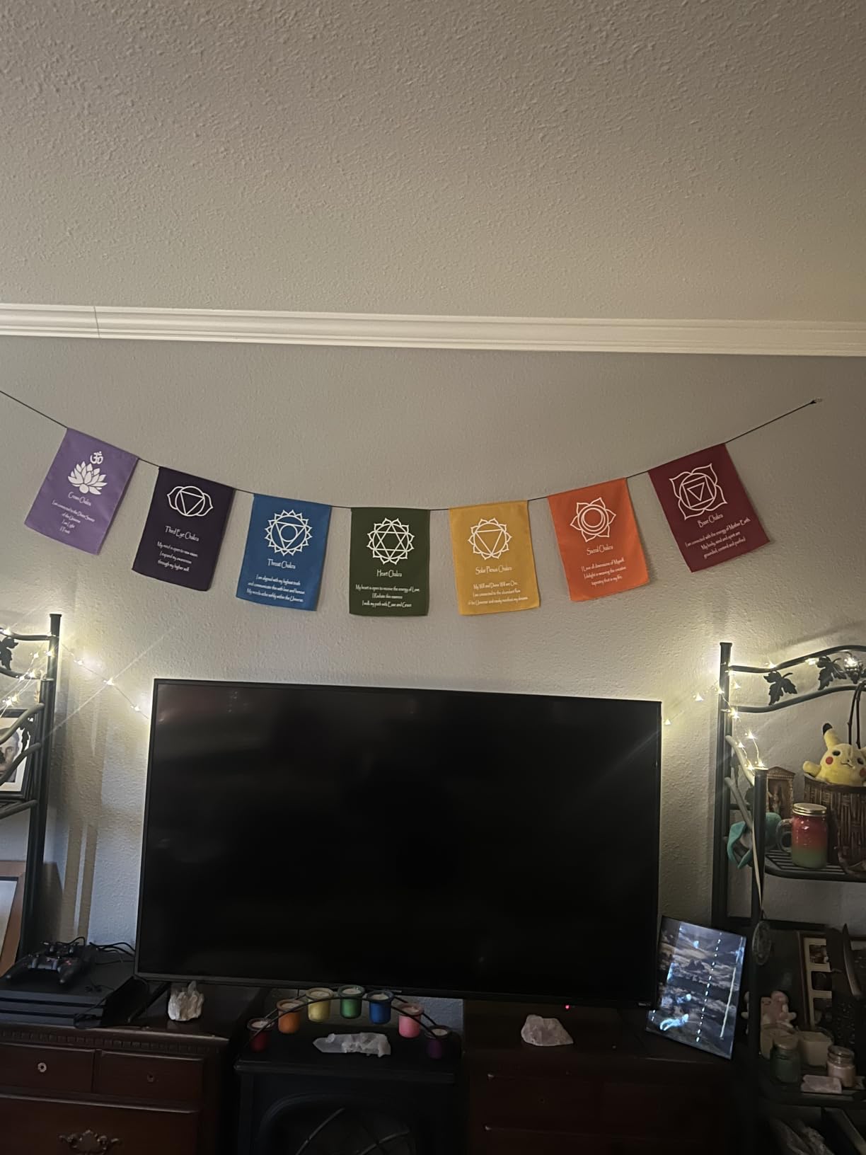 Large Seven Chakra Prayer Flags Banner Wall Hanging (9X12) customer photo 1