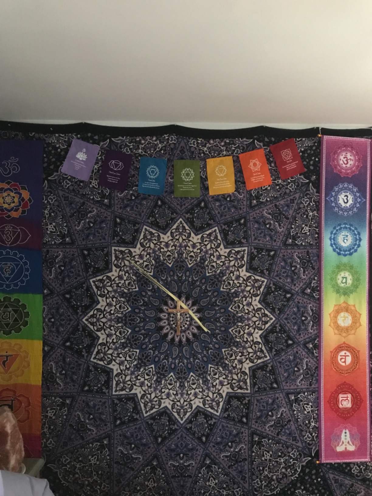 Small Seven Chakra Prayer Flags Banner Wall Hanging (6X8) customer photo 1
