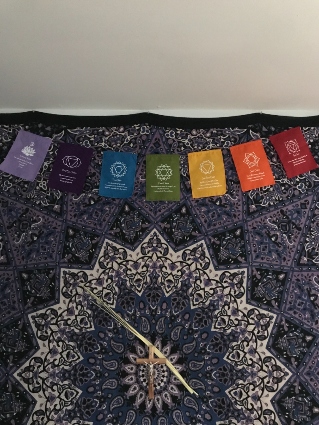 Small Seven Chakra Prayer Flags Banner Wall Hanging (6X8) customer photo 2