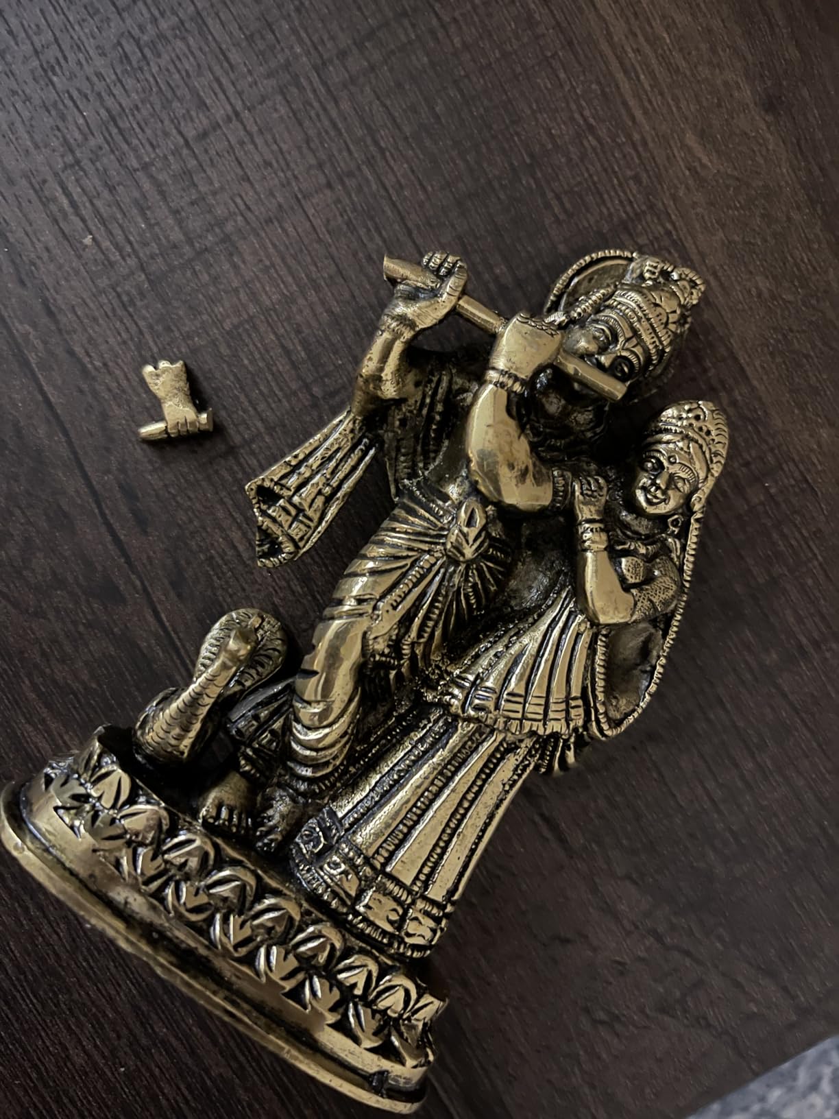 StonKraft - Radha Krishna Pair Murti Idol Statue Sculpture - Brass - 6