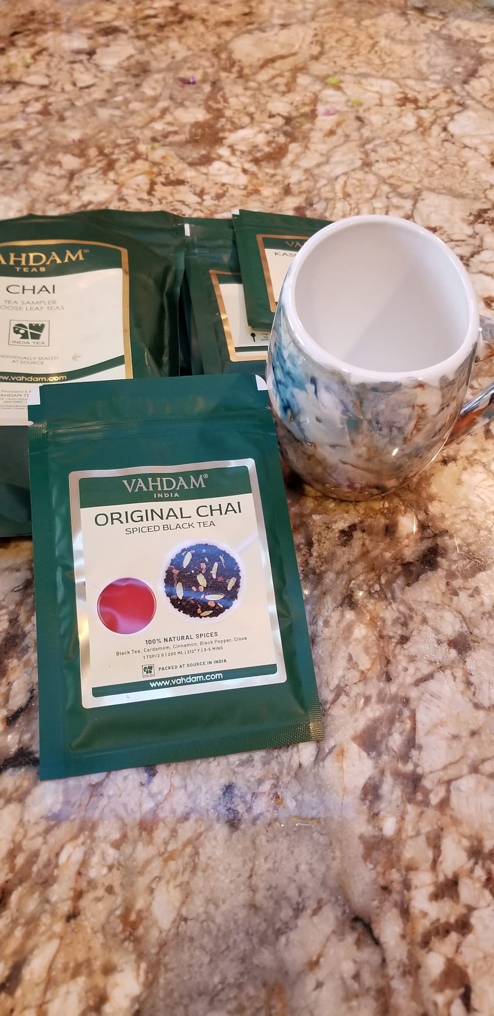 VAHDAM, Assorted Loose Leaf Chai Tea Sampler (10 Flavors, 50+ Servings) | Indian Exotic Masala Chai Tea Blends | Resealable Ziplock Pouch | Vacuum Sealed For Freshness customer photo 2