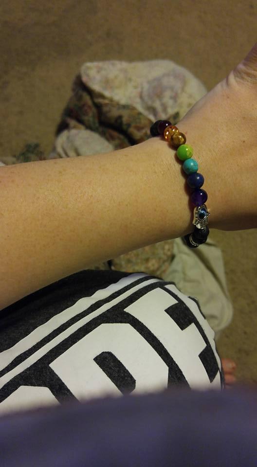 7 Chakras Gemstone Beaded Crystal Bracelet Hamsa Hand Evil Eye Natural Lava Rock Stone Essention Oils Diffuser Reiki Healing Balancing Round Beads Bracelet customer photo 1