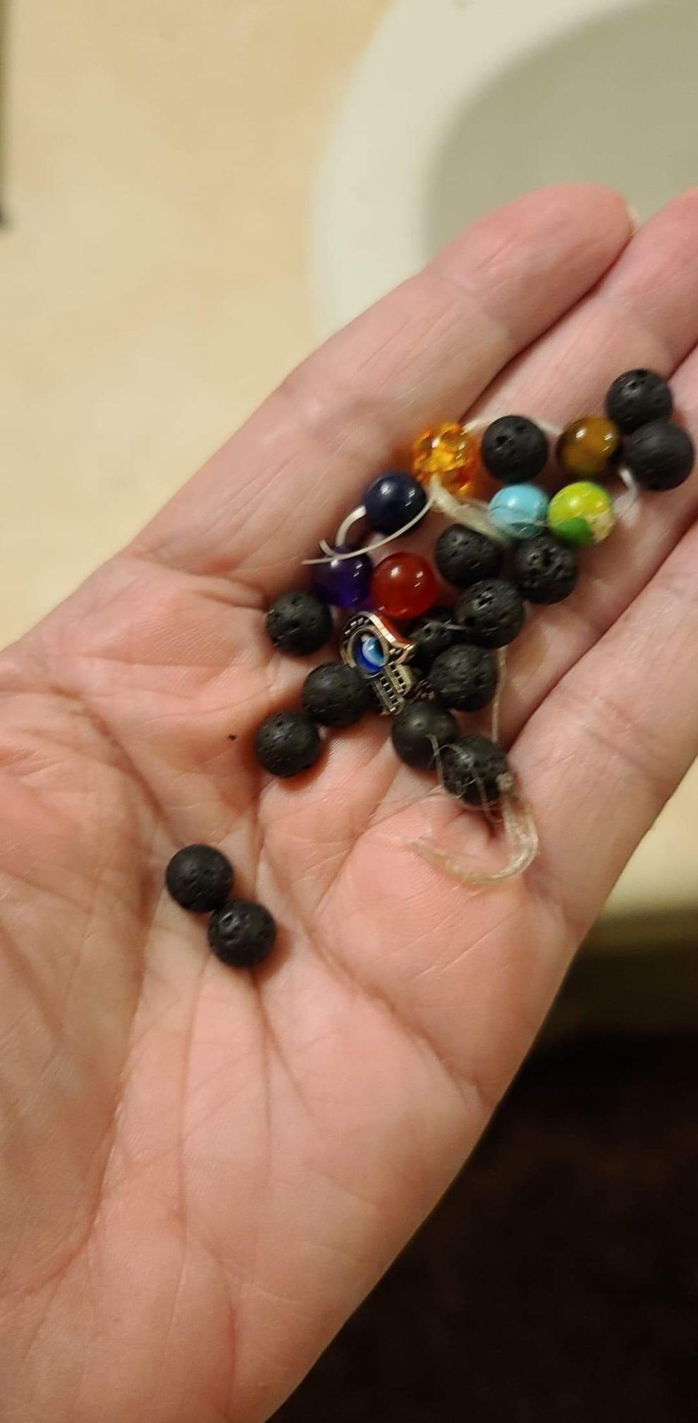7 Chakras Gemstone Beaded Crystal Bracelet Hamsa Hand Evil Eye Natural Lava Rock Stone Essention Oils Diffuser Reiki Healing Balancing Round Beads Bracelet customer photo 2