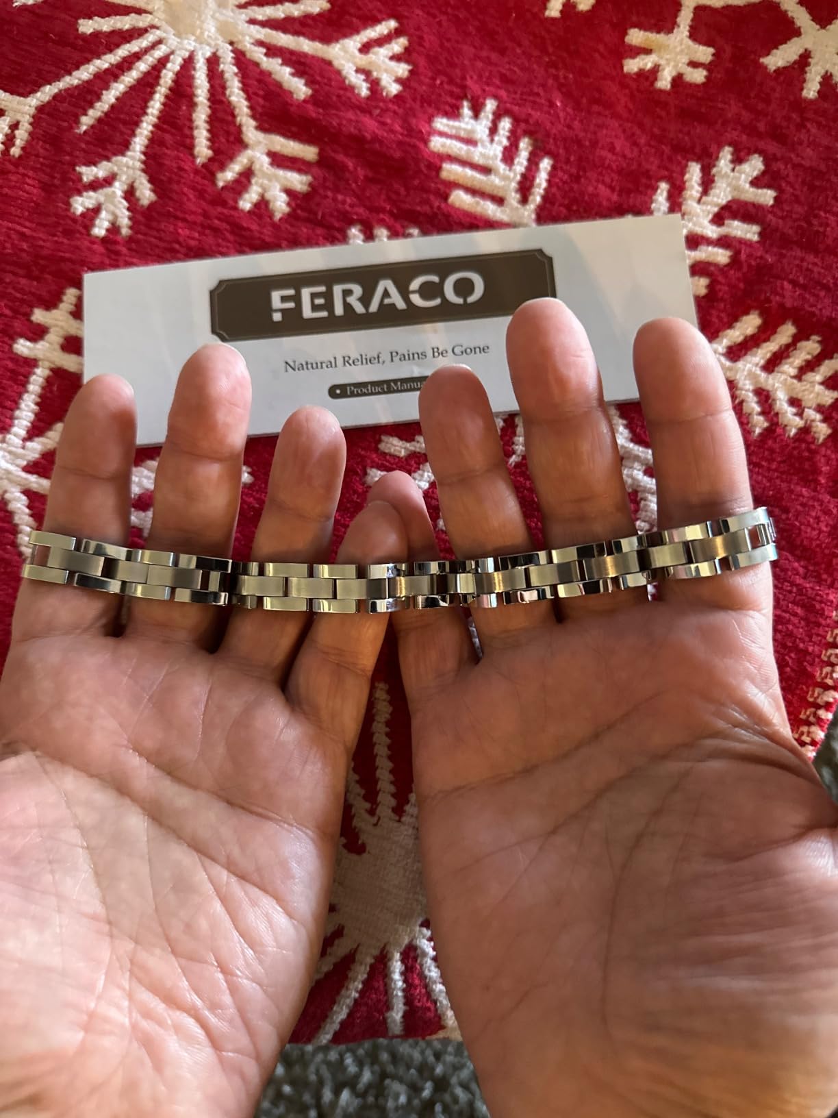 Feraco Magnetic Bracelets for Men Sleek Titanium Stainless Steel Magnetic Therapy Bracelet with Sizing Tool, Jewelry Gifts for Men (Silver) customer photo 1