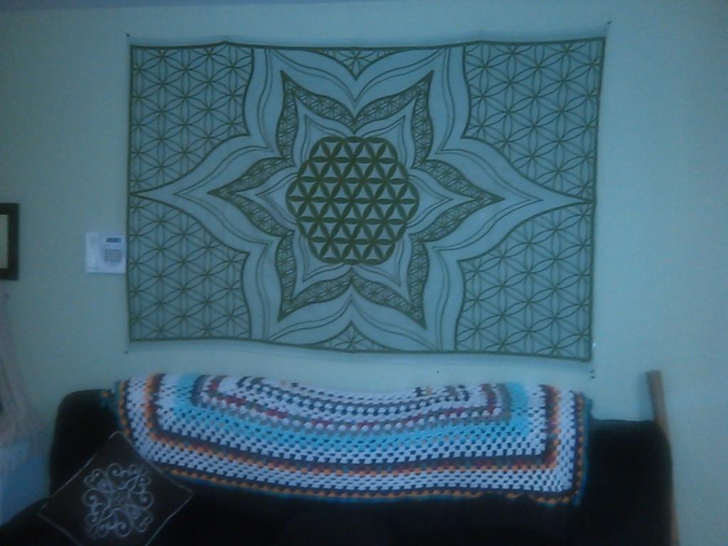 Zest For Life Flower of Life Tapestry Tablecloth Beach Sheet Wall Art 80x52 Inches Green customer photo 1