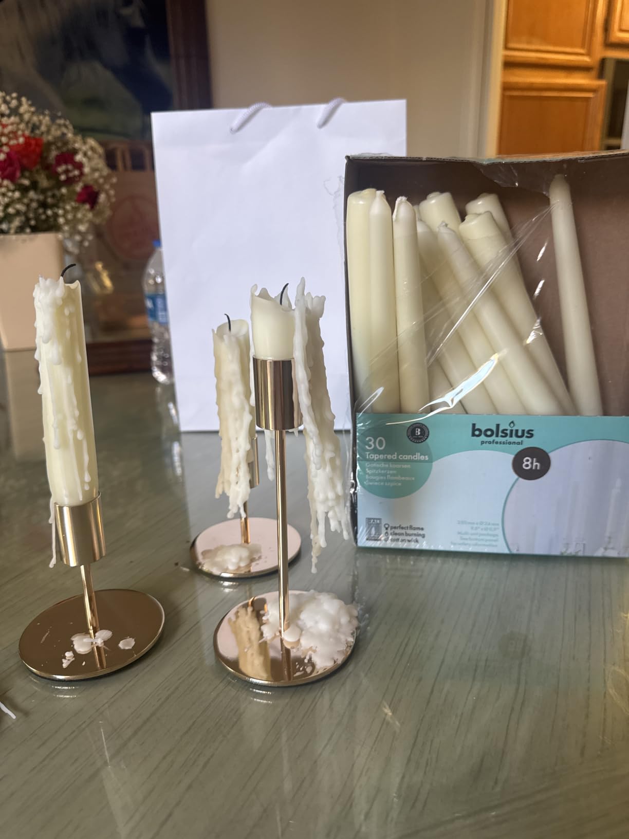 BOLSIUS Long Household Ivory Taper Candles - 10-inch Unscented Premium Quality Wax - 8 Hour Long Burning Dripless Candles Bulk Pack of 30 for Home Decor, Wedding, Parties and Special Occasions customer photo 1
