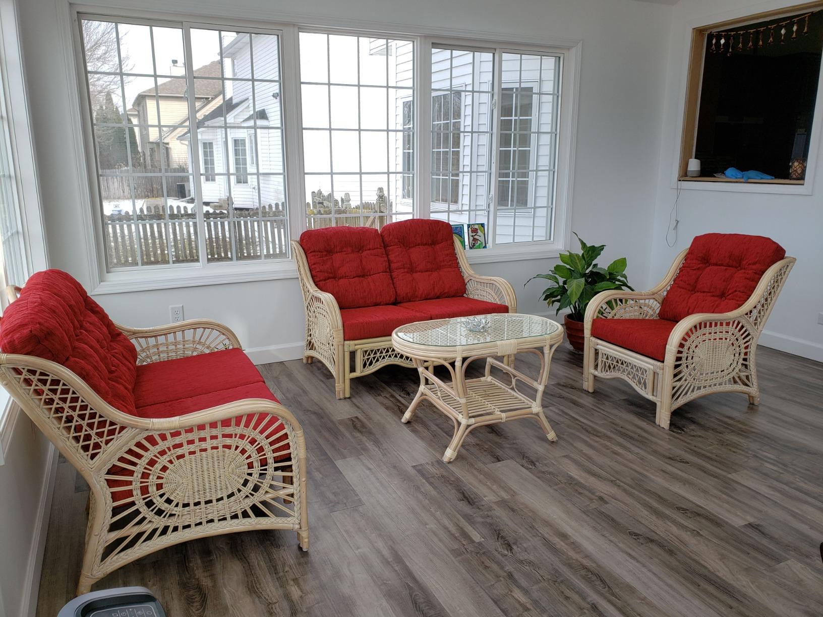 Malibu Lounge Living Accent Armchair Natural Rattan Wicker Handmade Design, Colonial with Cream Cushion customer photo 1