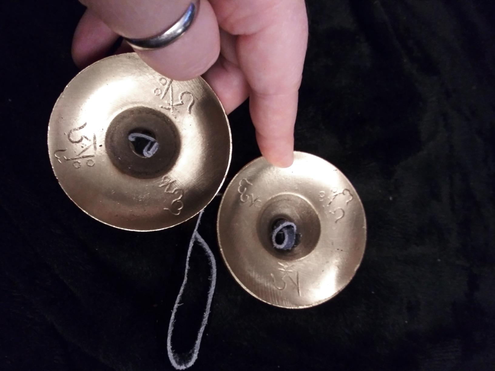 Dharma Store - Tibetan Tingsha Cymbals - 6.2 cm - OM Mane Padme Hum Symbols Embossed customer photo 2