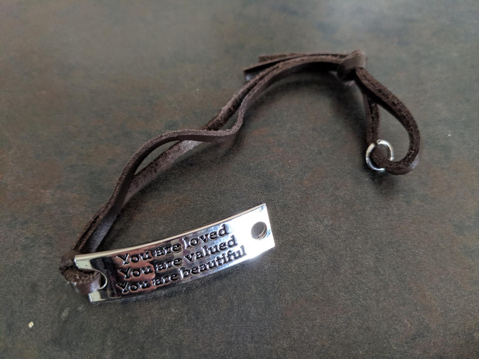 Psychological Healing Bracelet Sister Gifts For Women Stamped 'You are loved You are valued You are beautiful' Adjustable Leather Inspirational Bracelet, Female Affirmation Friendship Bracelets customer photo 1
