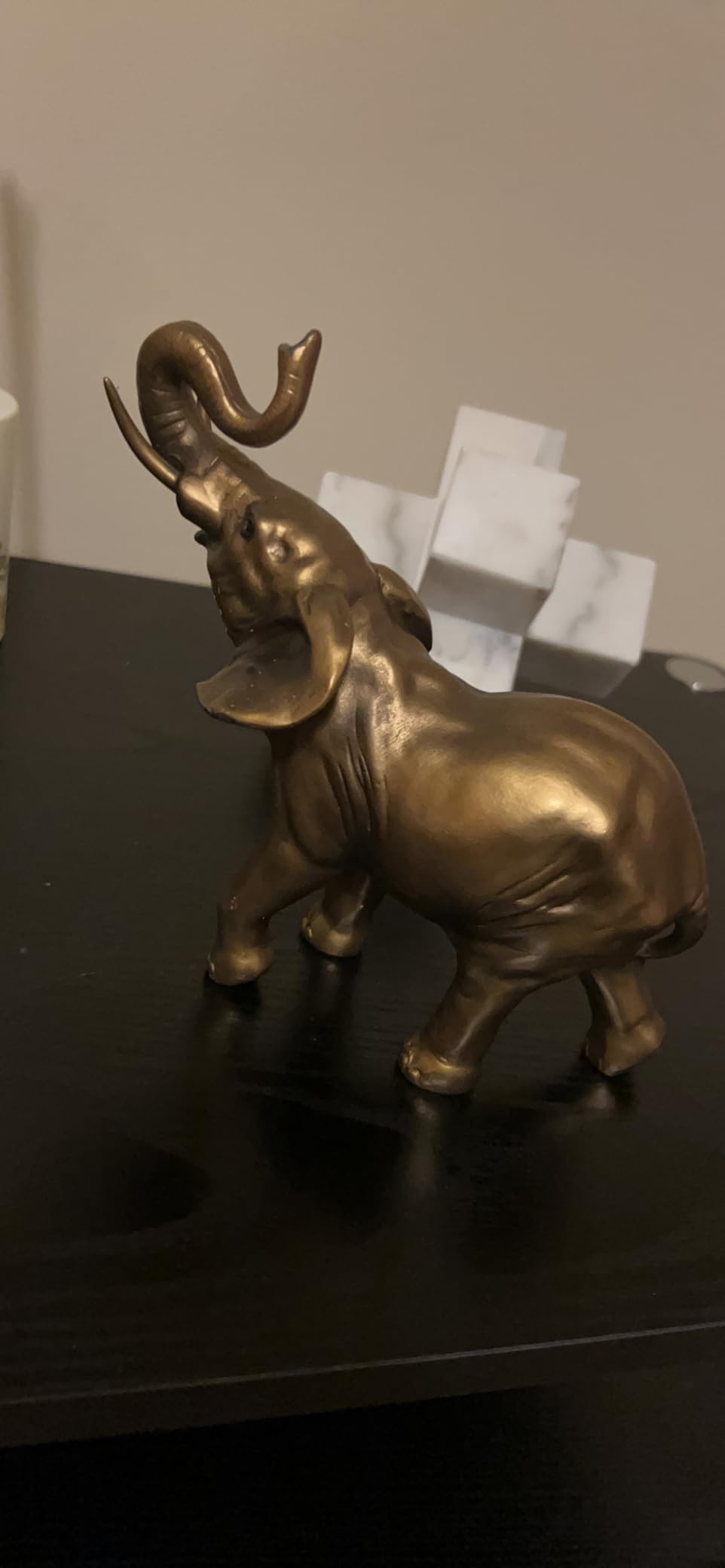 Comfy Hour 6.77 Inch Elephant Statue, Trunk Up Decor | Elephant Figurine, Bronze Tone, Solid Polyresin Sculpture, Good Luck Accent, Home Office Desk Decor customer photo 1