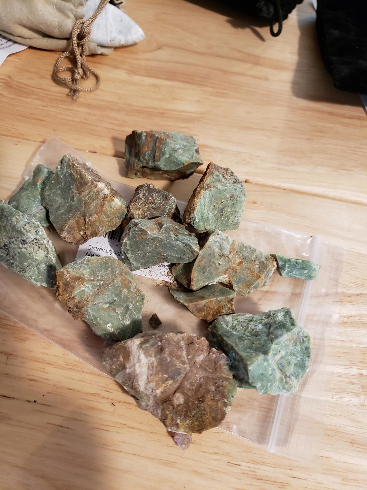 Rough Natural Chrysoprase Stones, Includes Velvet Bag - Large 1