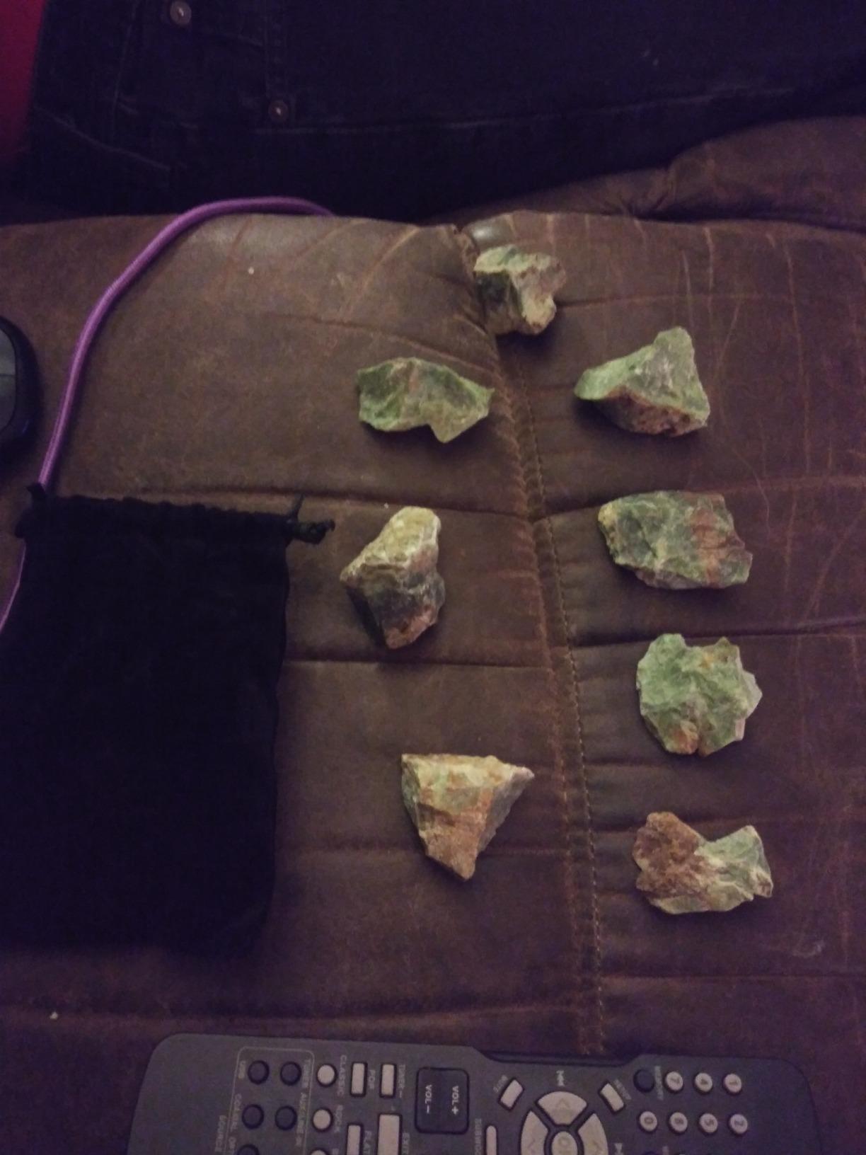 Rough Natural Chrysoprase Stones, Includes Velvet Bag - Large 1