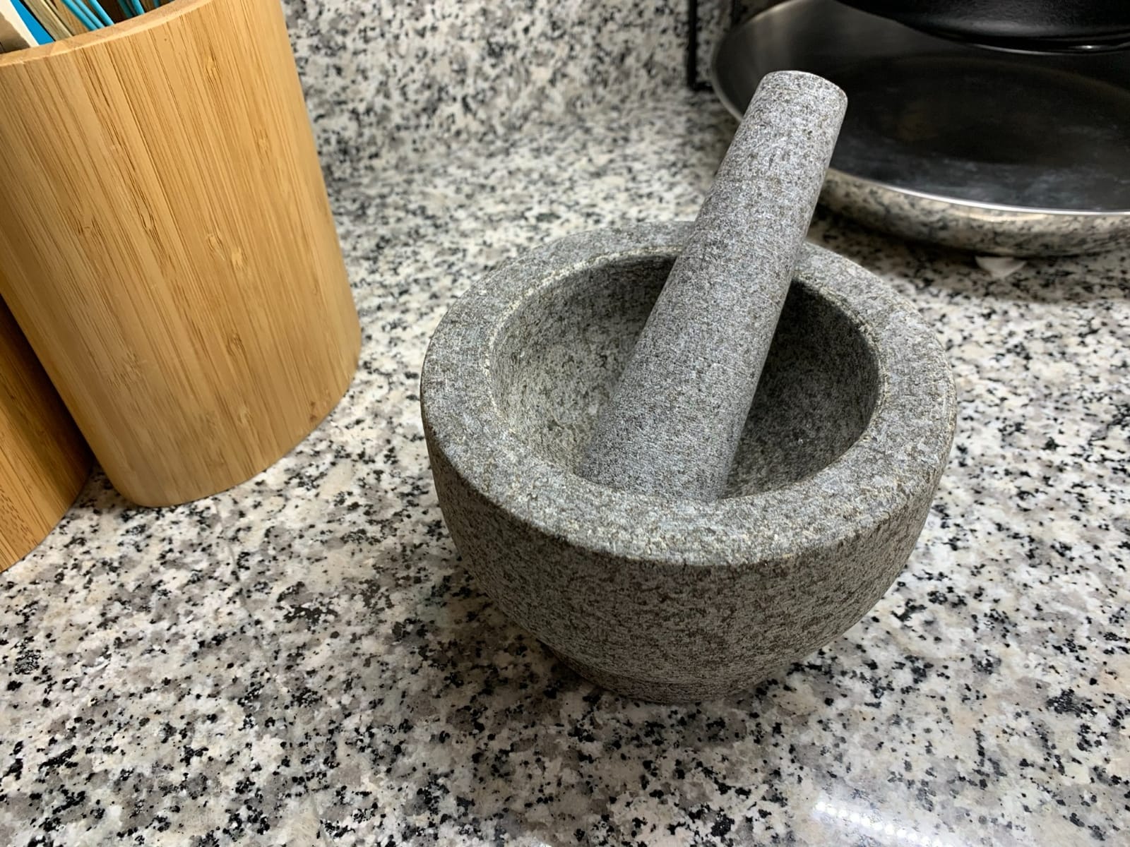 ChefSofi Mortar and Pestle Set - 6 Inch - 2 Cup Capacity - Unpolished Heavy Granite for Enhanced Performance and Organic Appearance - Included: Anti-Scratch Protector customer photo 2