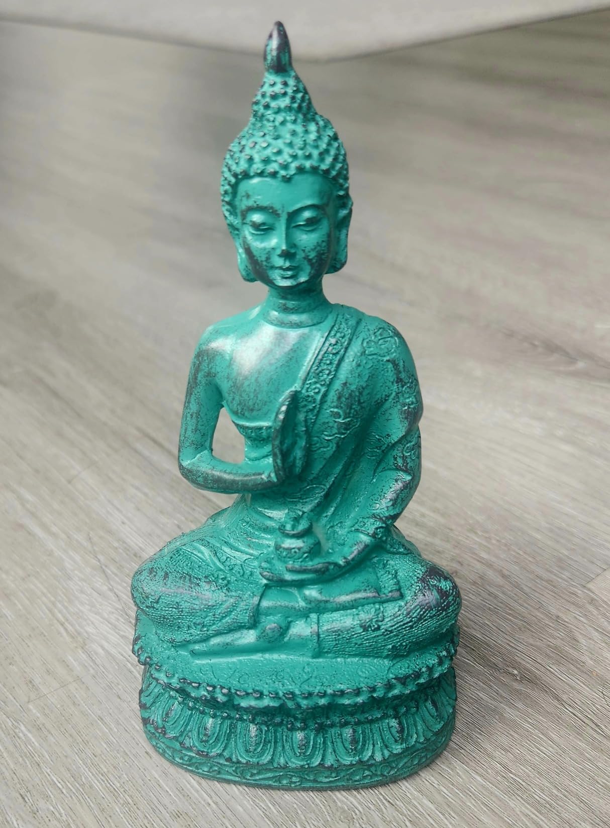 ornerx Meditation Thai Sitting Buddha Statue, Verdigris, 6.7