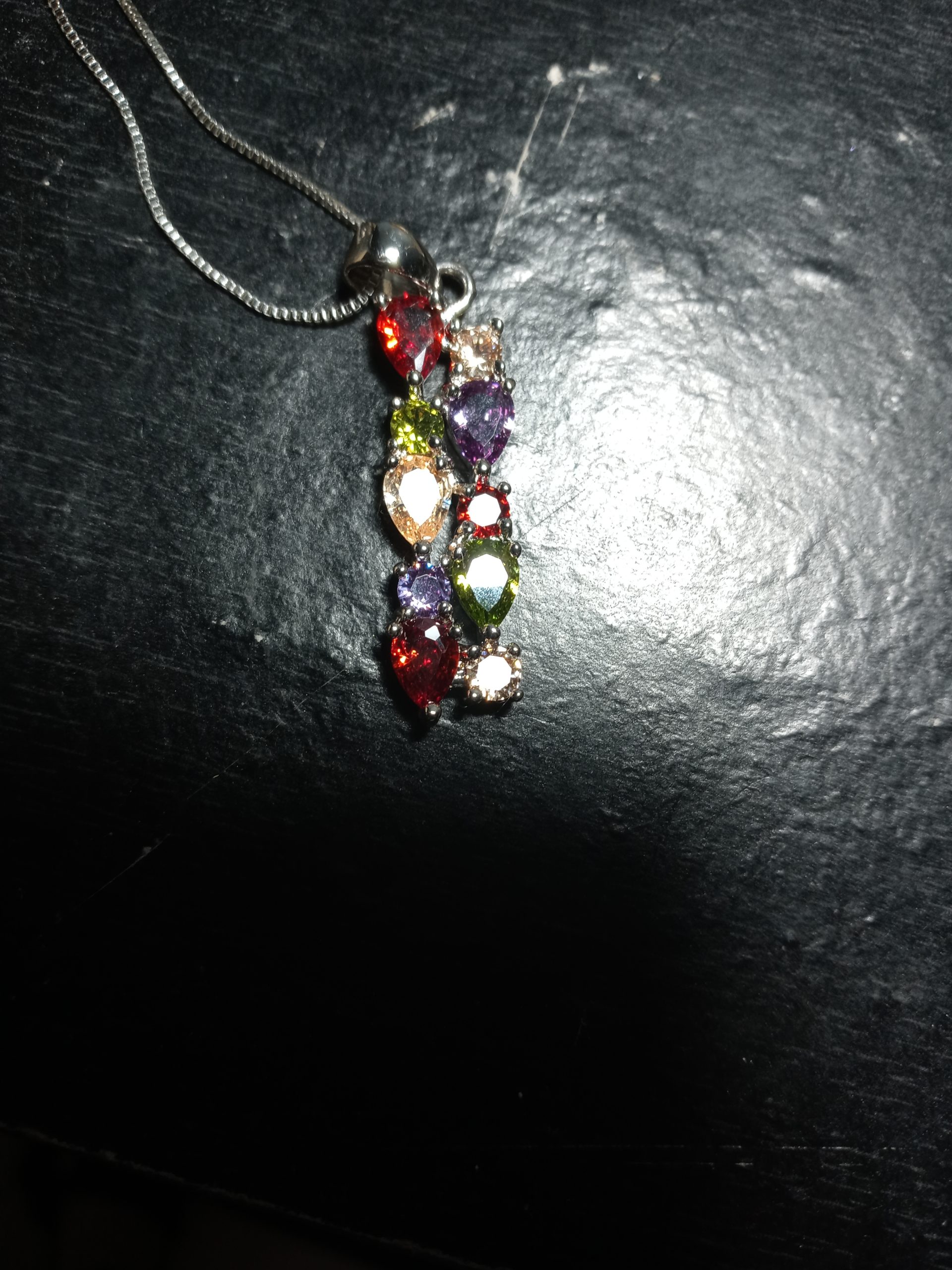 Pendant Necklace for Women, Multi Gemstones Sterling Silver Pendant Necklace with Amethyst Garnet Ruby Blue Sapphire Fashion Jewelry customer photo 2