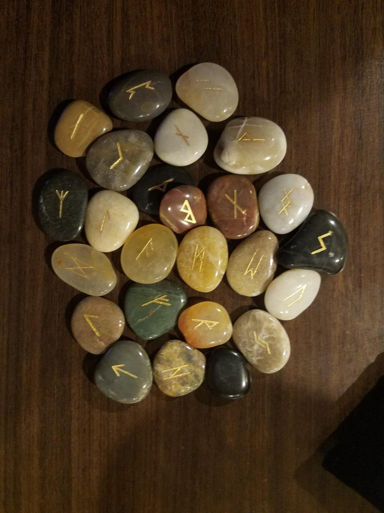 TGS Gems Rune Stones Set with Engraved Elder Futhark Alphabet and Velvet Pouch customer photo 1