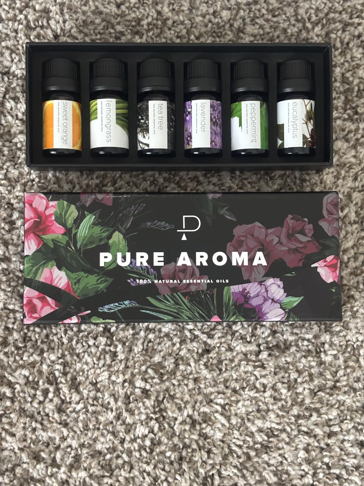 Essential Oils Set by Pure Aroma - Top 6 Aromatherapy Oils Gift Set - 6 Pack, 10ml (Eucalyptus, Lavender, Lemongrass, Sweet Orange, Peppermint, Tea Tree) customer photo 2