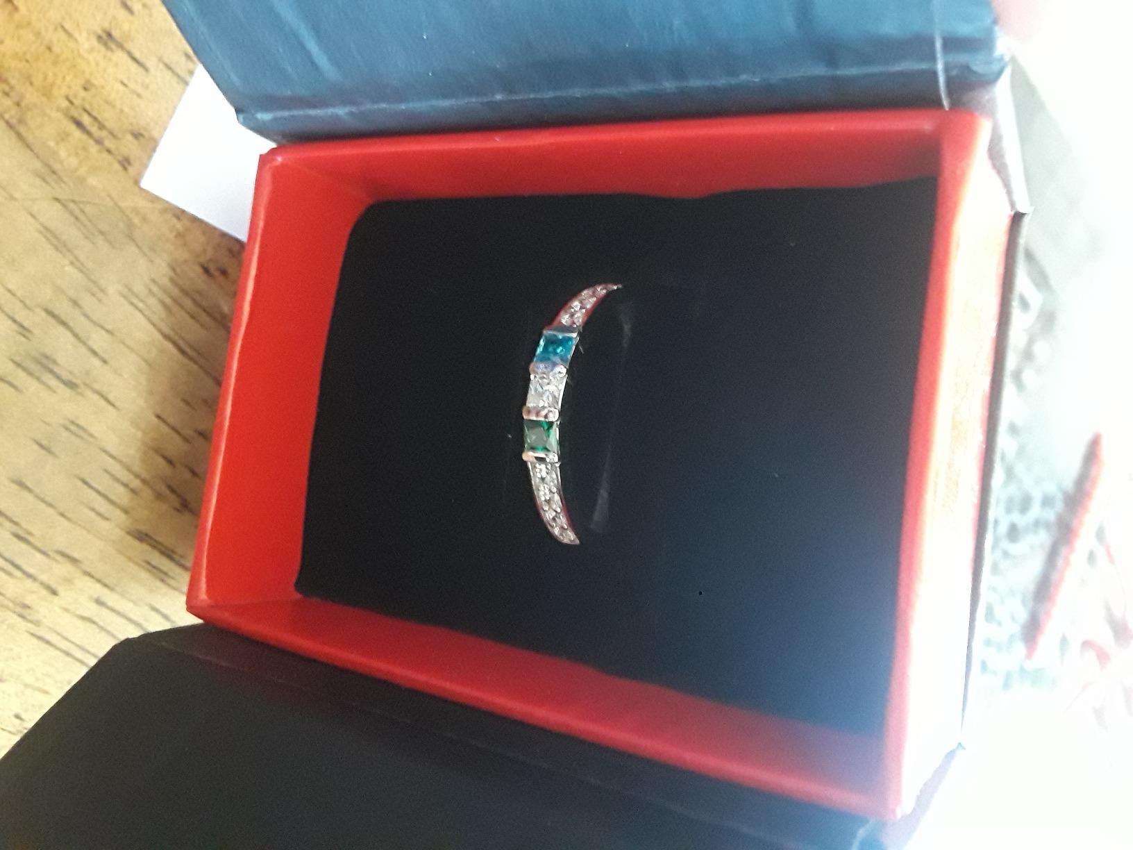Central Diamond Center Princess w/Sides Mothers Rings with 1 to 6 Simulated Birthstones, Sterling Silver, 10K or 14K Gold customer photo 1