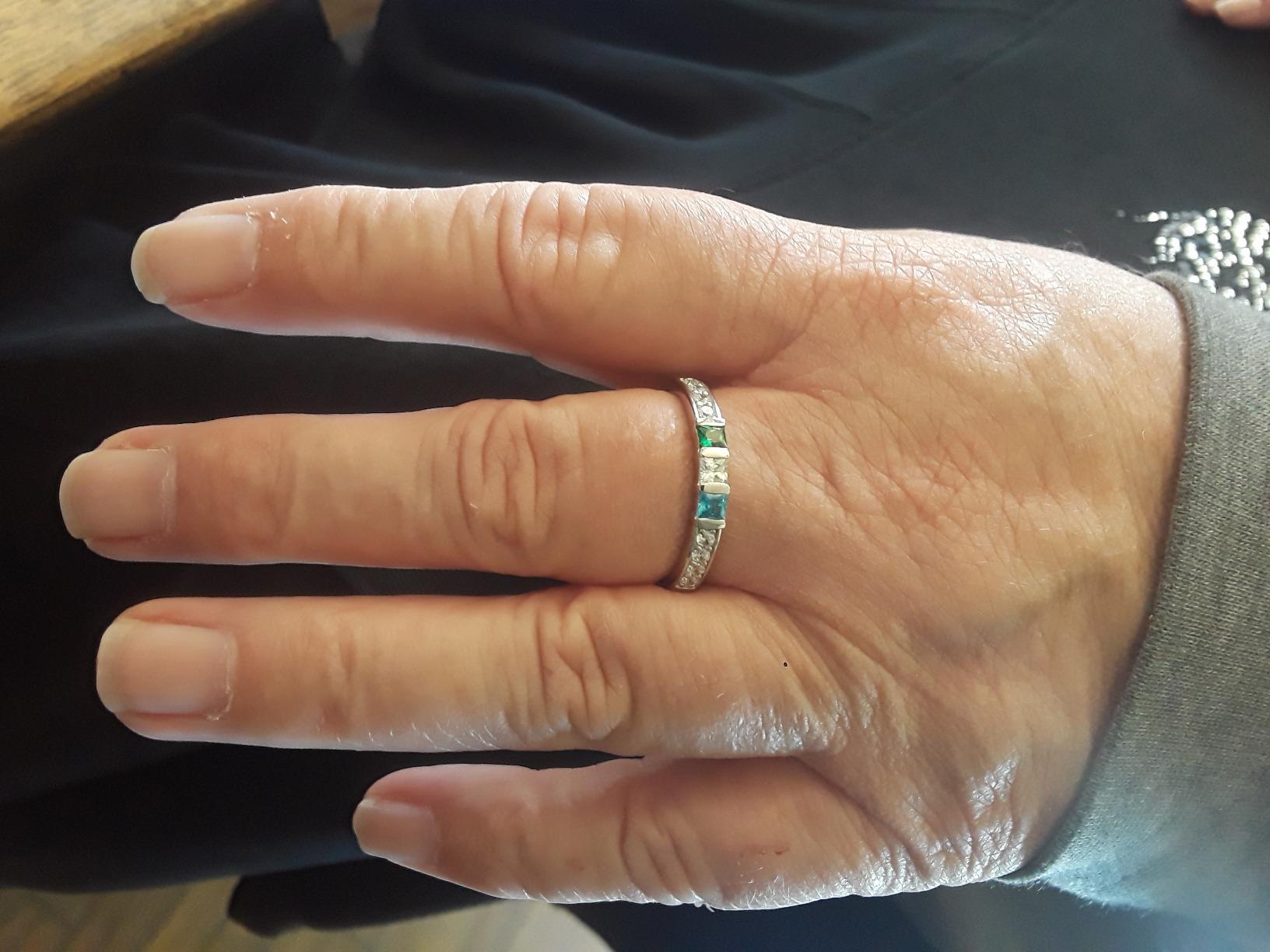 Central Diamond Center Princess w/Sides Mothers Rings with 1 to 6 Simulated Birthstones, Sterling Silver, 10K or 14K Gold customer photo 2