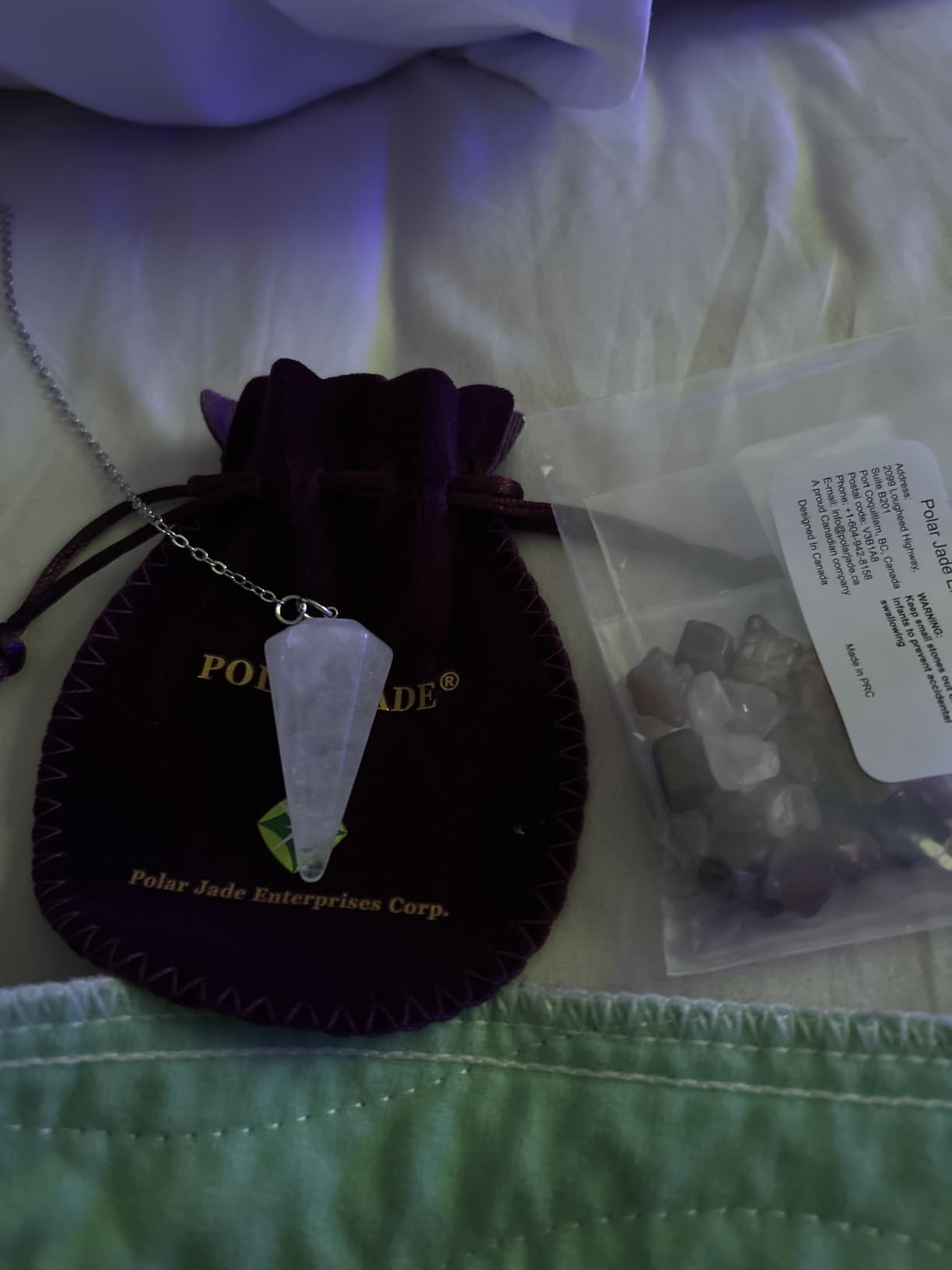Polar Jade Natural Crystal Pendulum with Chain & Pouch | Natural gemstone pendulum for dowsing, divination and spiritual practice customer photo 1