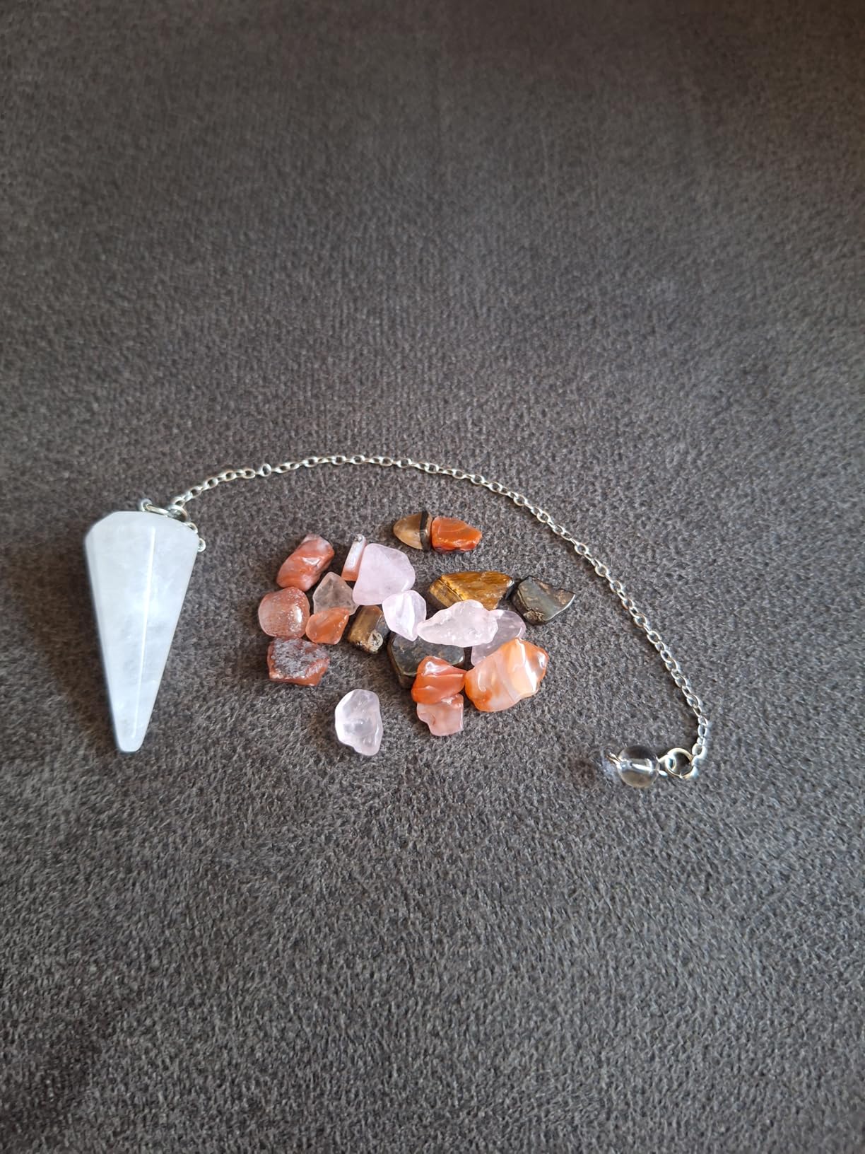 Polar Jade Natural Crystal Pendulum with Chain & Pouch | Natural gemstone pendulum for dowsing, divination and spiritual practice customer photo 2
