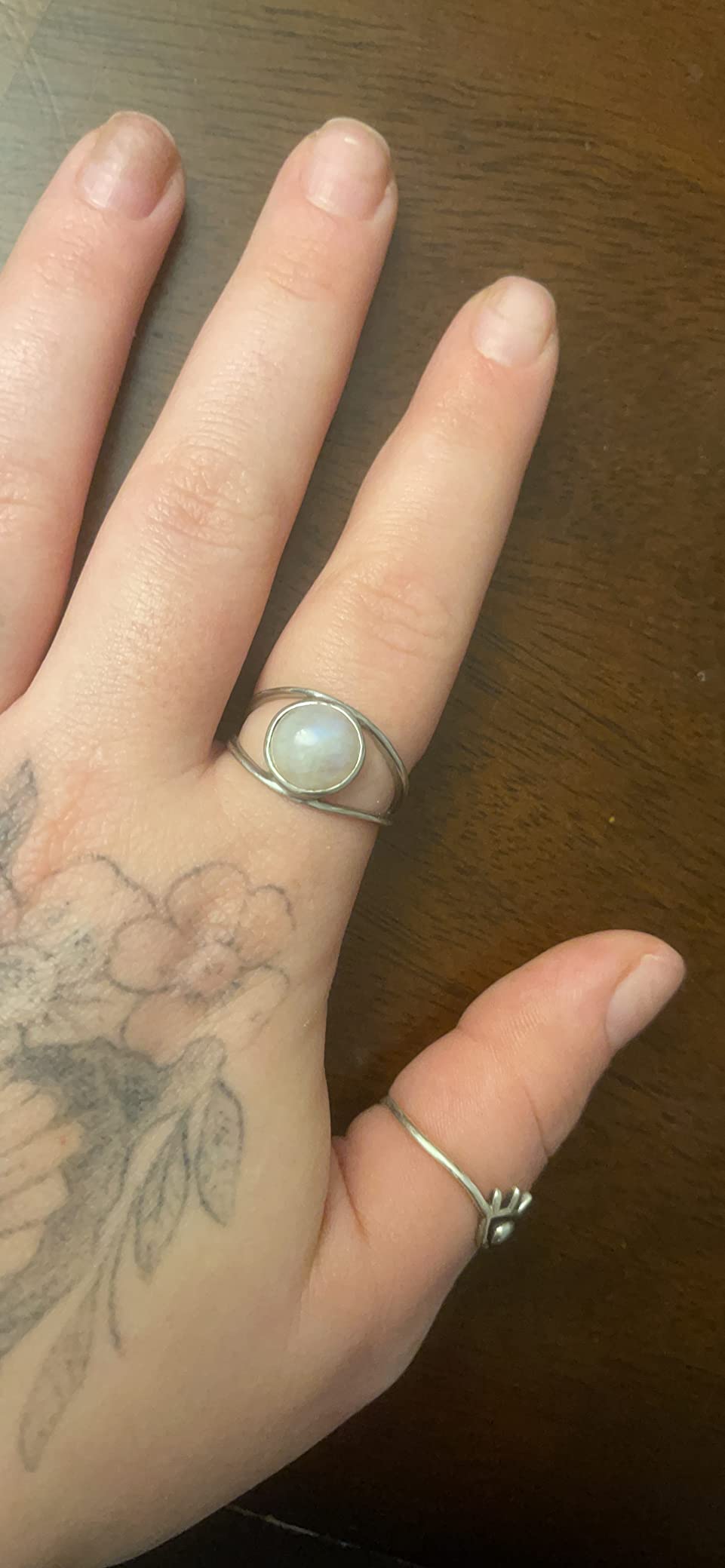 Silvershake Natural Moonstone White Gold Plated 925 Sterling Silver Solitaire Ring customer photo 1