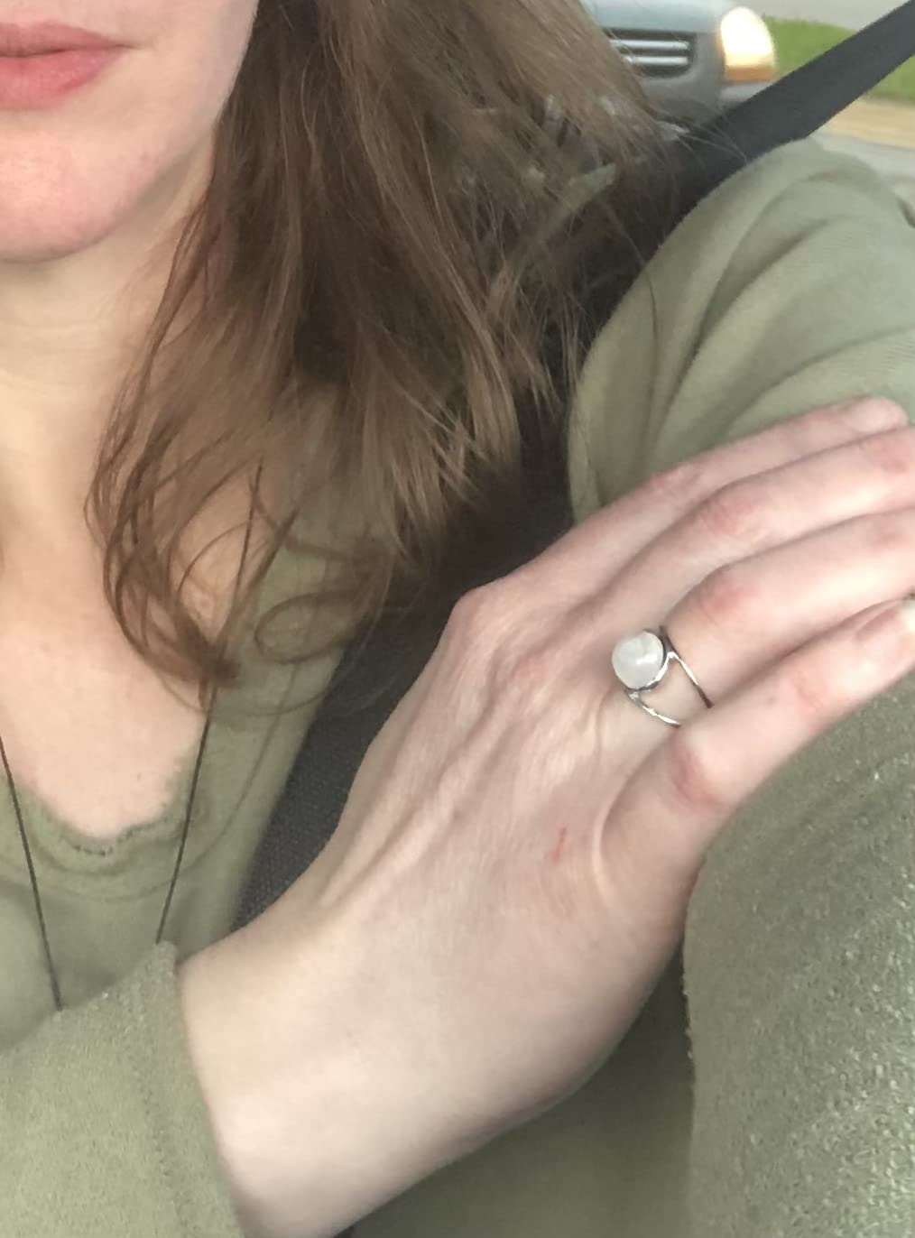 Silvershake Natural Moonstone White Gold Plated 925 Sterling Silver Solitaire Ring customer photo 2