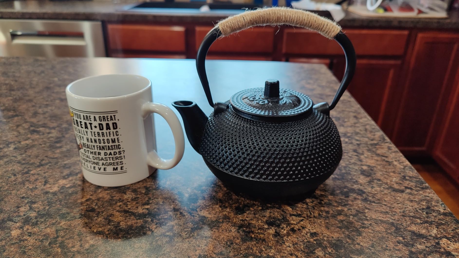 suyika Japanese Tetsubin Cast Iron Teapot Tea Kettle pot with Stainless Steel Infuser for Stovetop Safe Coated with Enameled Interior 22 oz/650 ml customer photo 1
