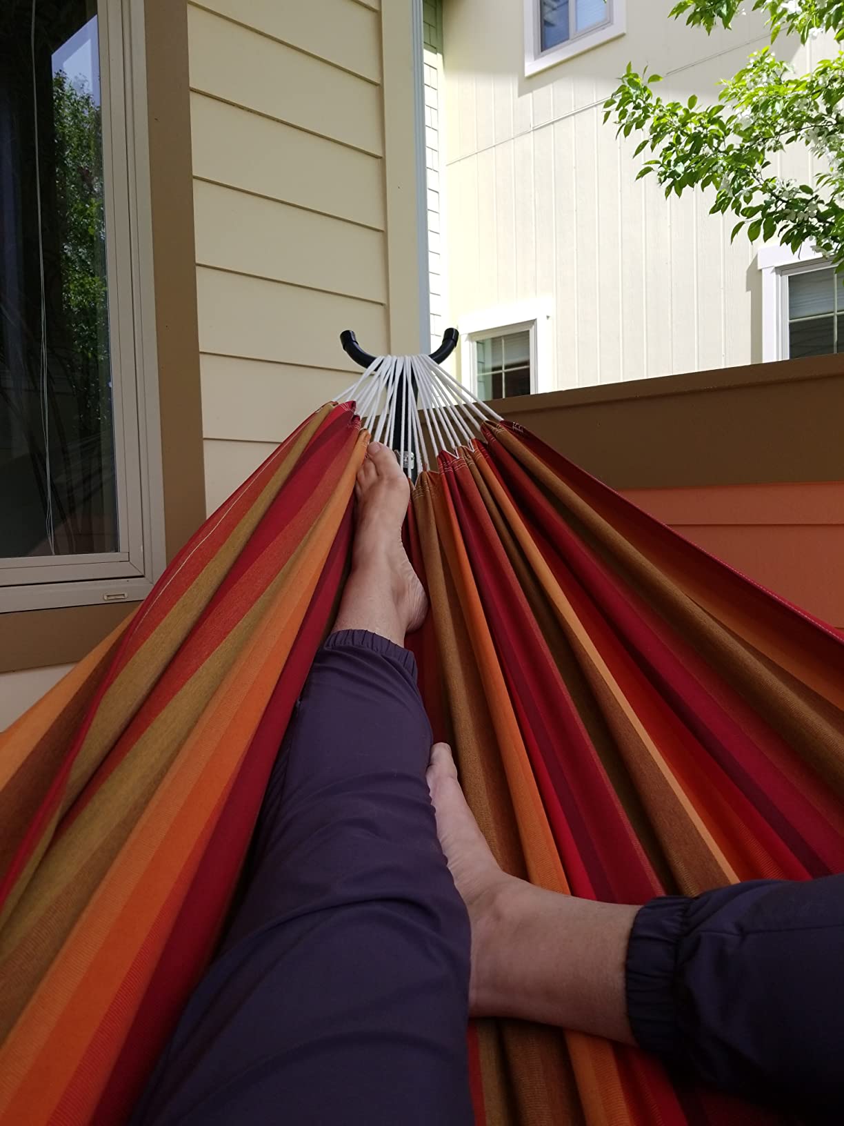 Vivere Double Hammock and Stand Combo - 450 lb Capacity, Heavy Duty Steel Stand, Tool-Free Assembly, Includes Carry Bag (Token Surfside) customer photo 2