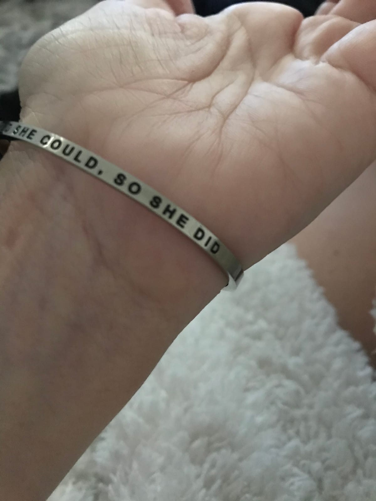 Mantra Band Bracelet - Silver color - Inspirational Engraved Adjustable Cuff - Gifts for Women, Sisters, Friends, Family customer photo 1
