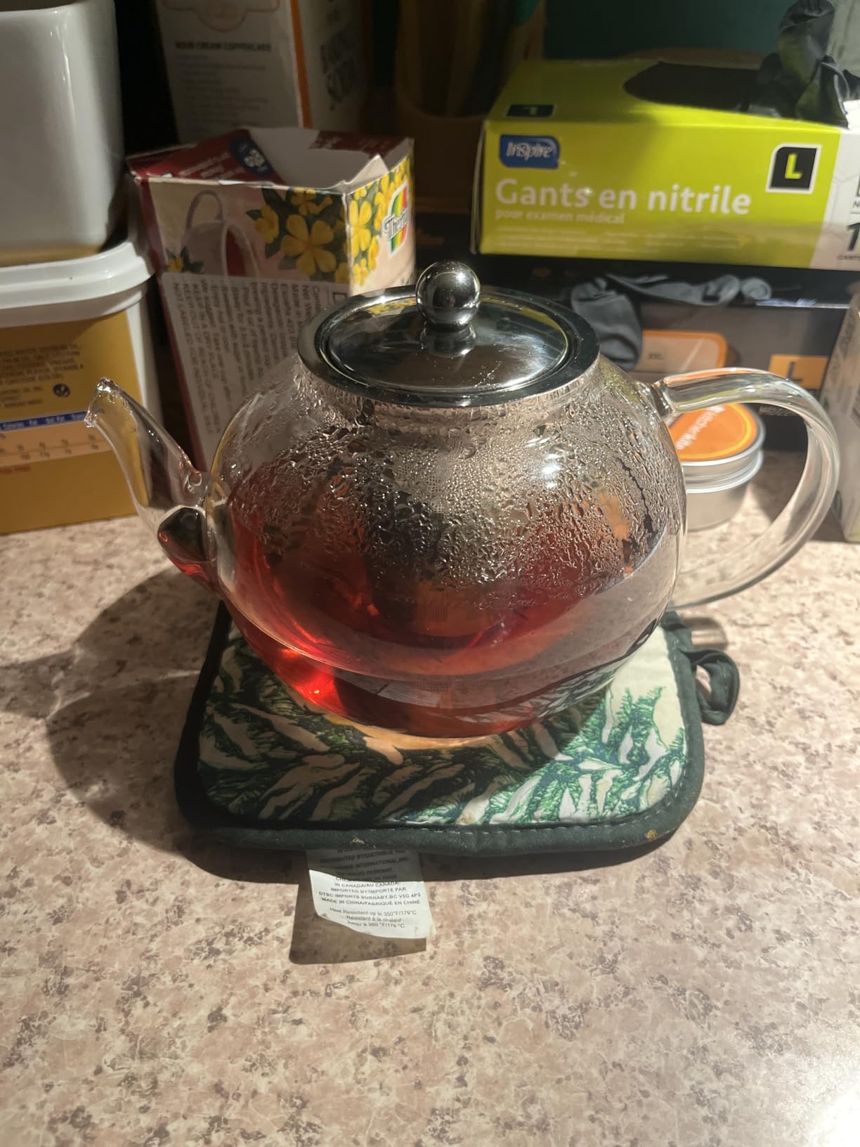 Kitchen Kite Glass Teapot Set with 4 Double Wall Tea Cups & Removable Stainless Steel Infuser, 35oz/1000ml Borosilicate Tea Kettle Stovetop Safe, Loose Leaf & Blooming Tea Maker Gift Set for Women customer photo 1