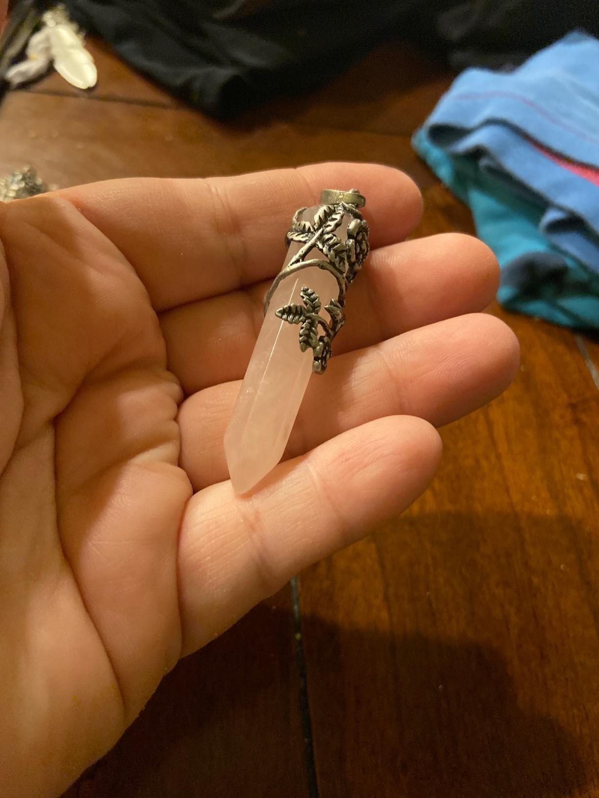 Top Plaza Flower Wrapped Natural Quartz Gemstone Crystal Necklace | Antique Silver Healing Crystal Gemstone Necklaces for Women Mothers Day Mom Gifts customer photo 1
