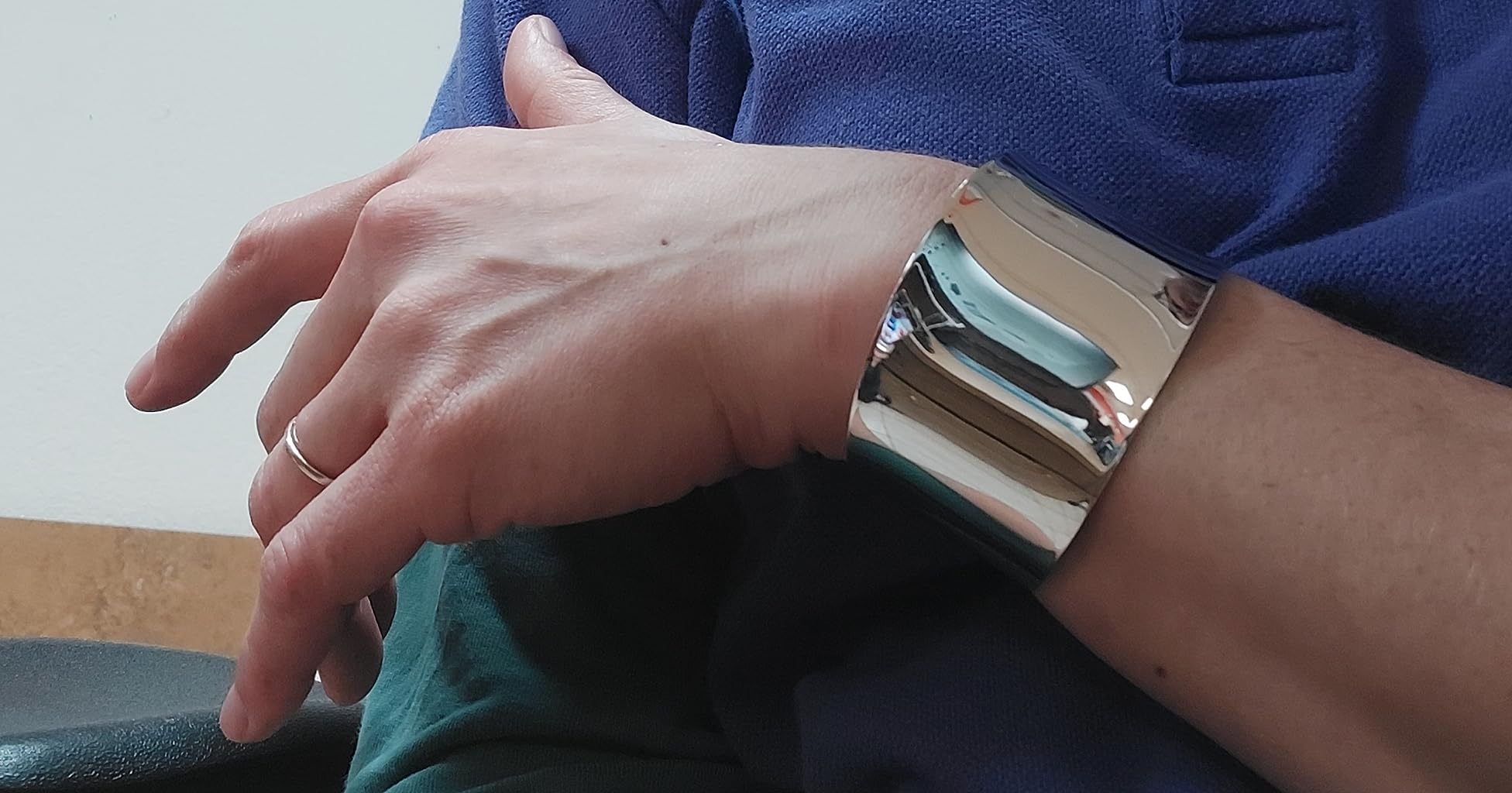 Sterling Silver Wide Polished Cuff Bracelet customer photo 1