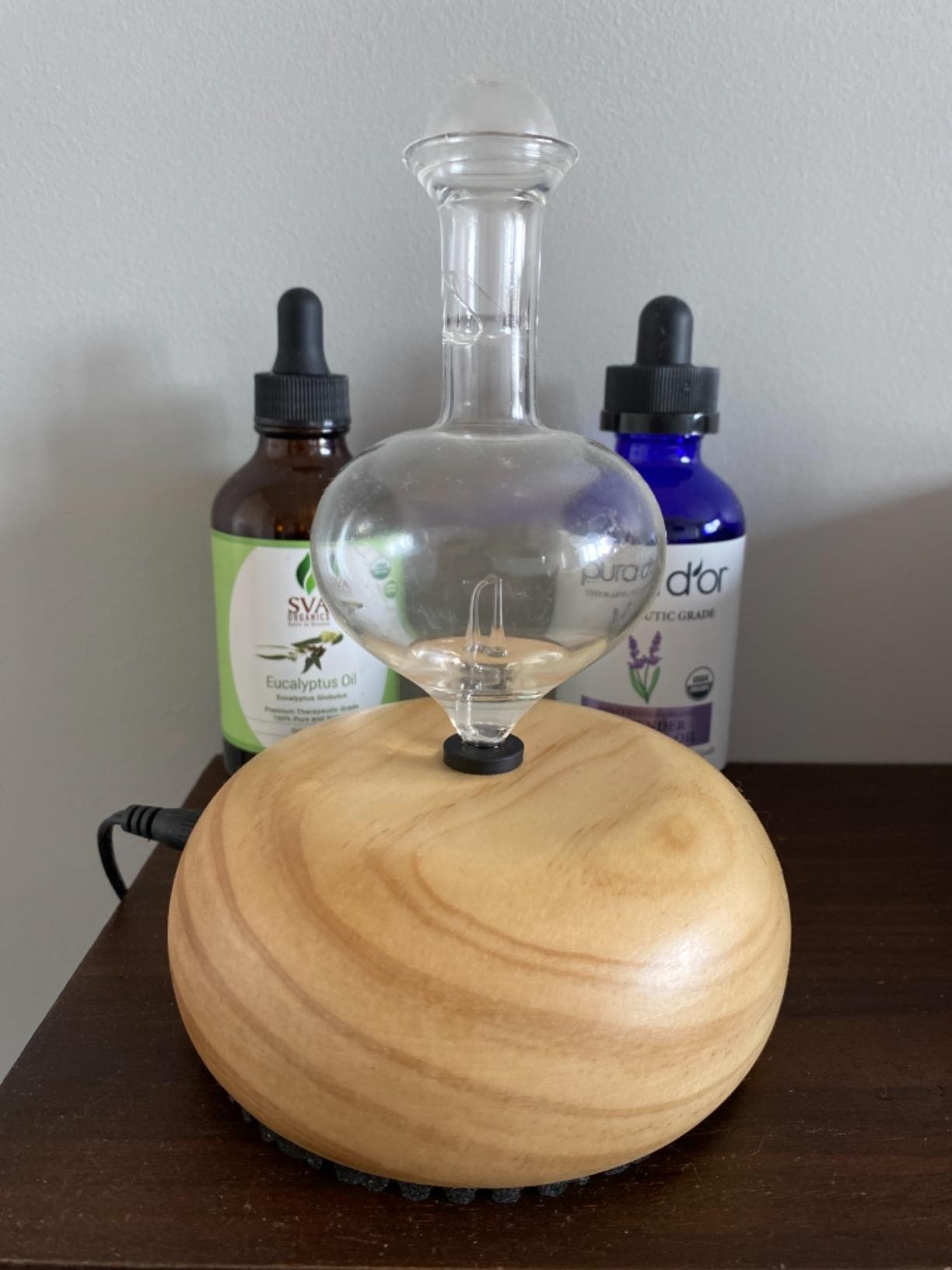ArOmis Premium Glass Essential Oils Nebulizer - Waterless Diffuser for Aromatherapy - Handmade Oil Diffuser, Wooden Base, No Plastic, No Heat, No Battery, No LEDs - Orbis Lux Eros customer photo 1