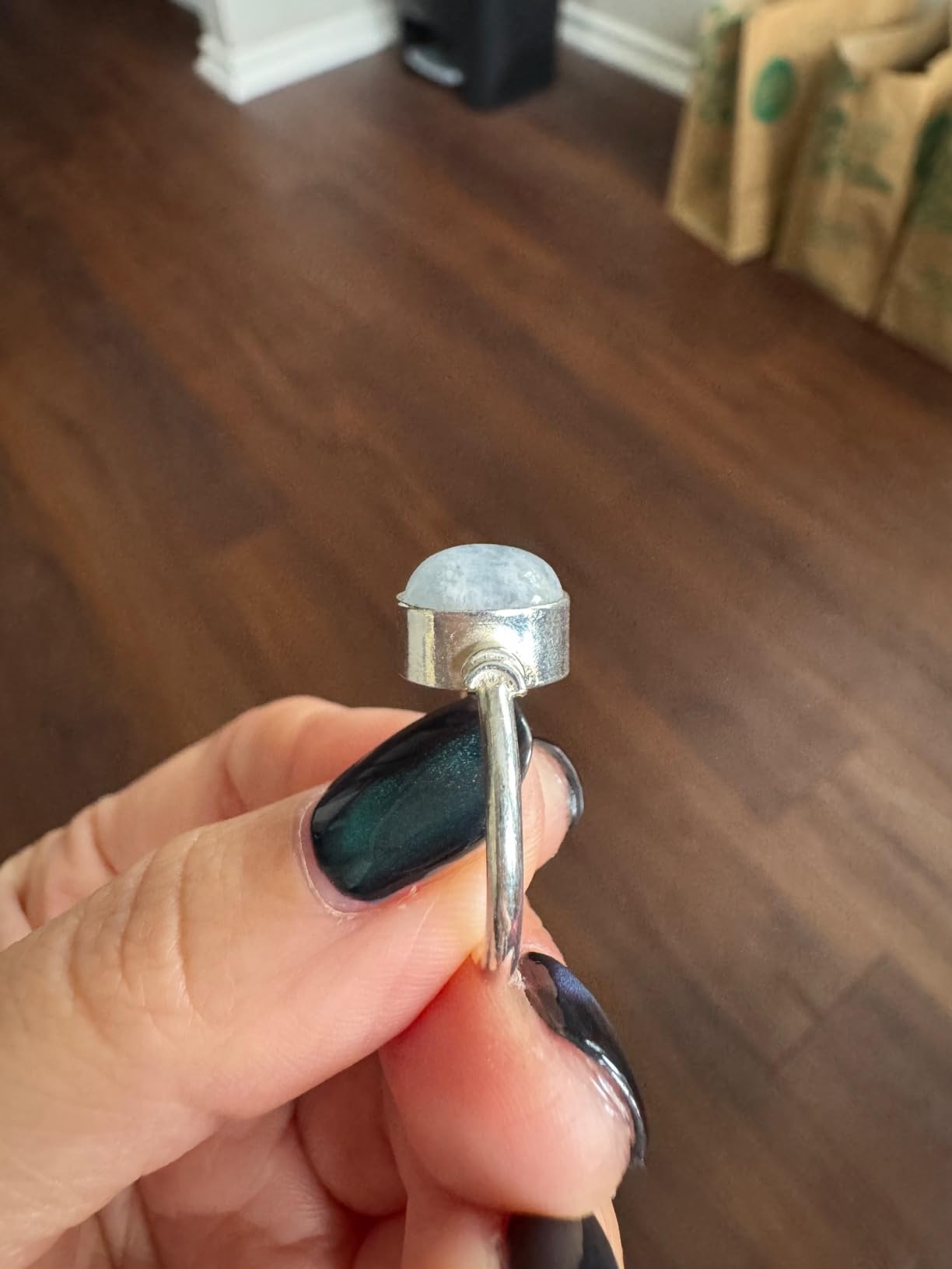 Oval Moonstone 925 Sterling Silver Ring - Delicate BOHO Chic Jewelry - Fashionable and Stylish for Women with Velvet Bag/Gift Box Made by Indian Artisans - Size 5-11 customer photo 2